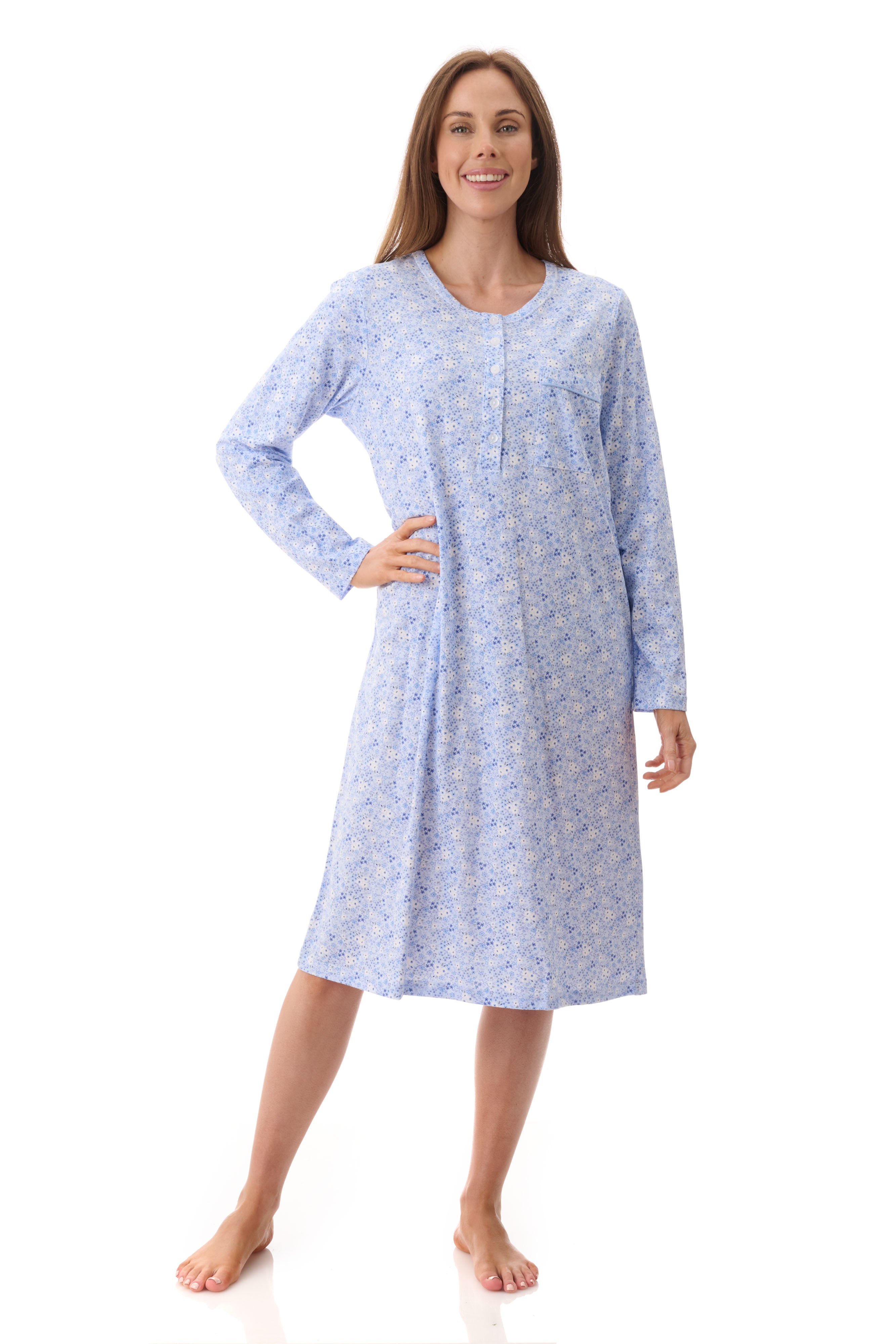 Givoni Katie Cotton Knit Short Nightie -Blue (M Only)