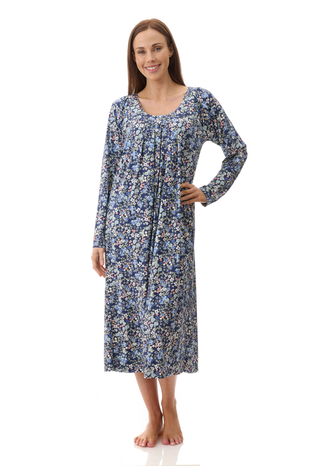 Givoni Ariel Stretch Nylon Long Sleeve Nightie -Royal(XL Only)