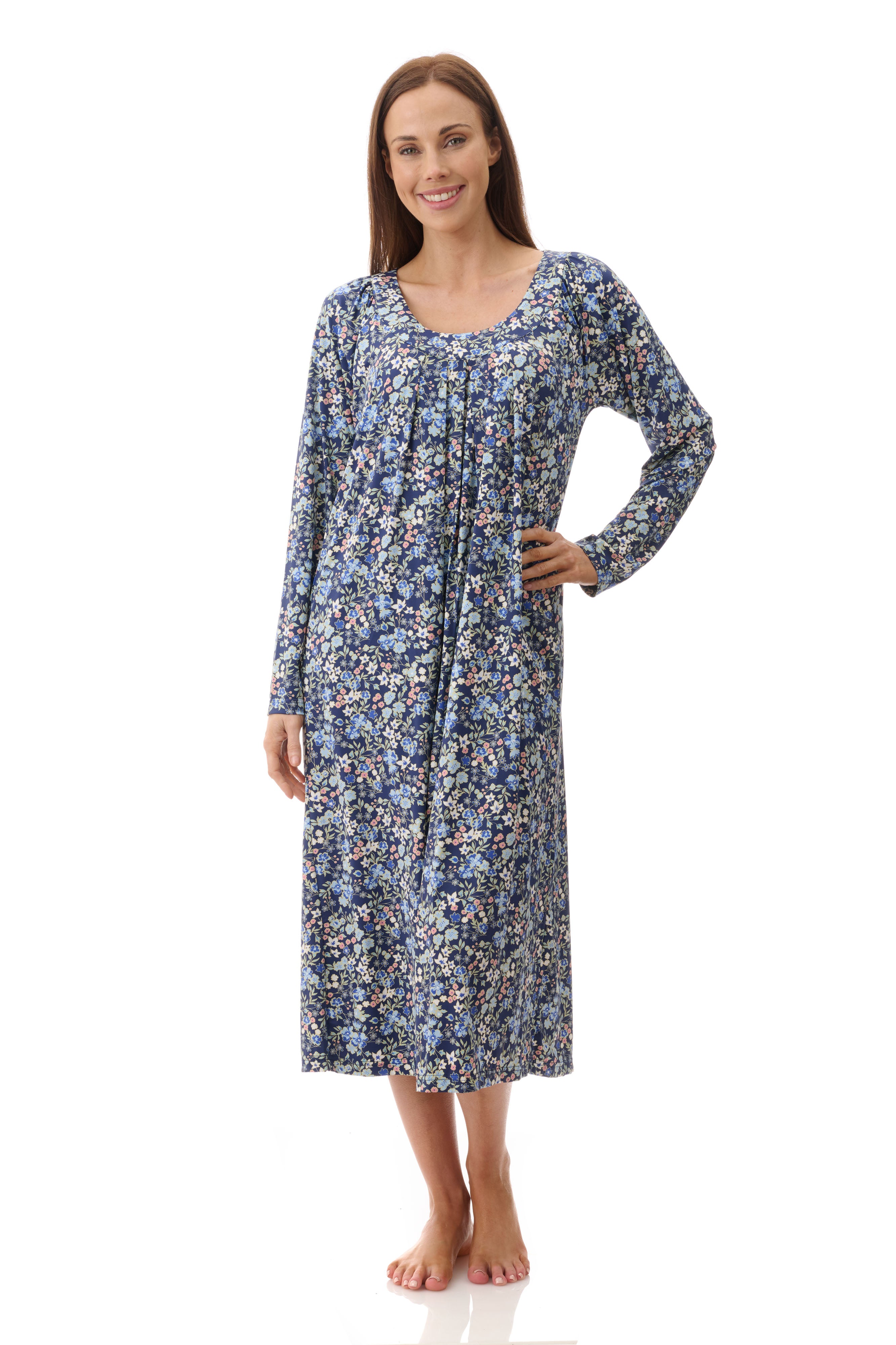 Givoni Ariel Stretch Nylon Long Sleeve Nightie -Royal(XL Only)