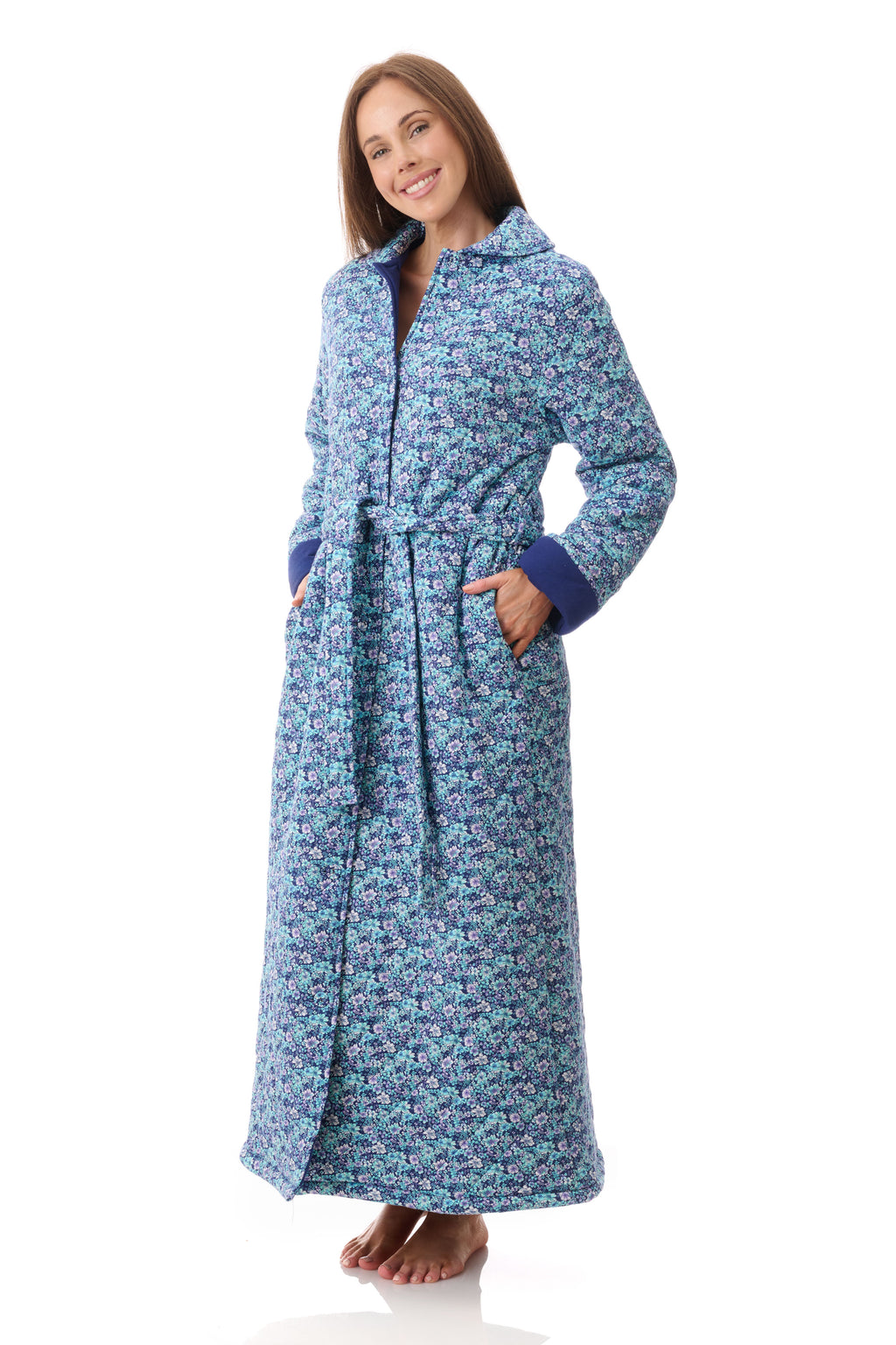Givoni Jada Long Length Quilted Button Gown -Royal(S Only)