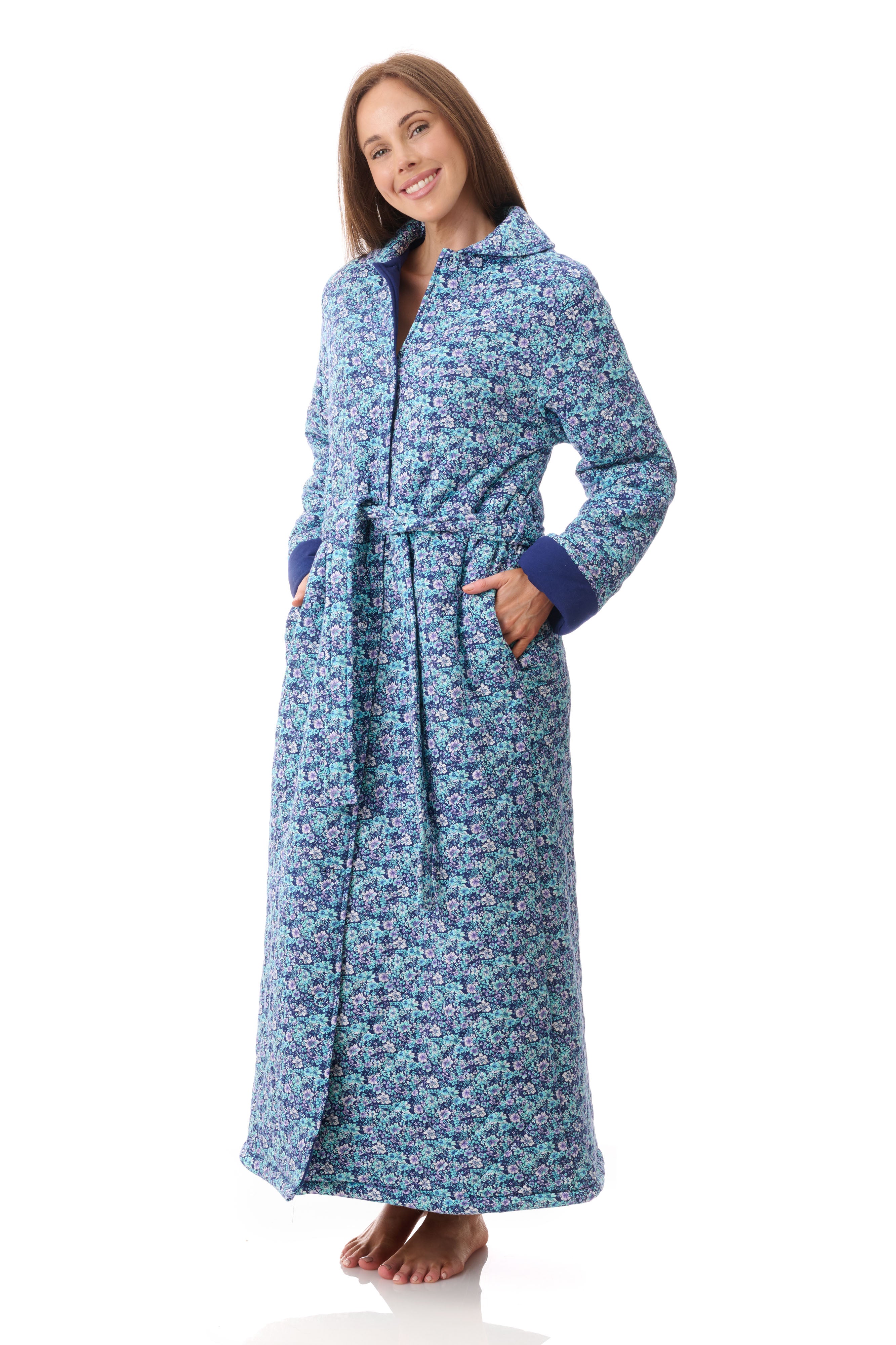 Givoni Jada Long Length Quilted Button Gown -Royal(S Only)