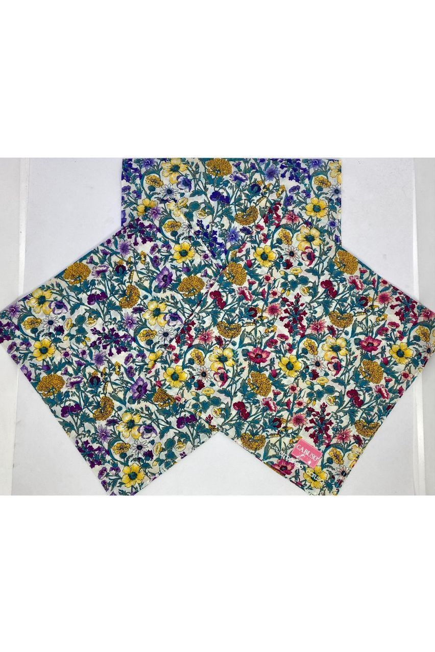 Armando Caruso Floral Handkerchief -Mauve/Purple/Red