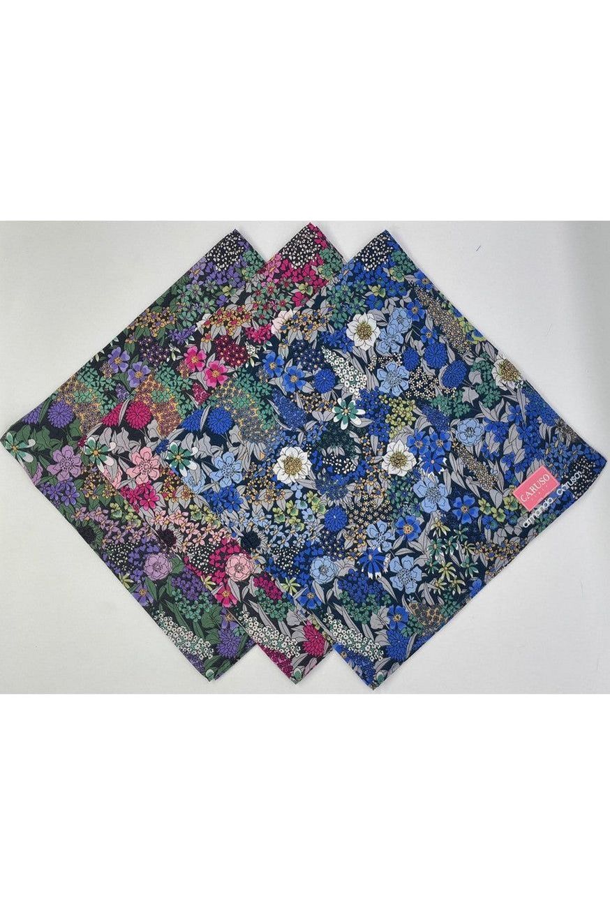 Armando Caruso Small Flowers Handkerchief -Blue Only