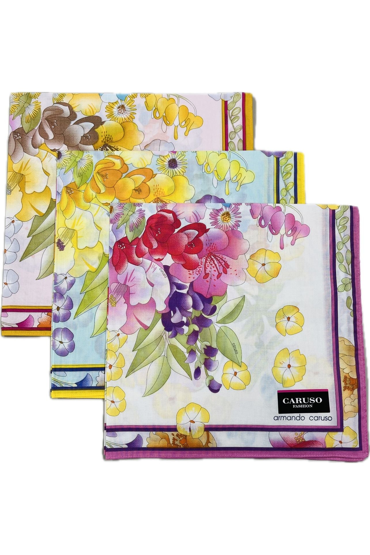 Armando Caruso Floral Bouquet Handkerchief -Pink/Blue/White