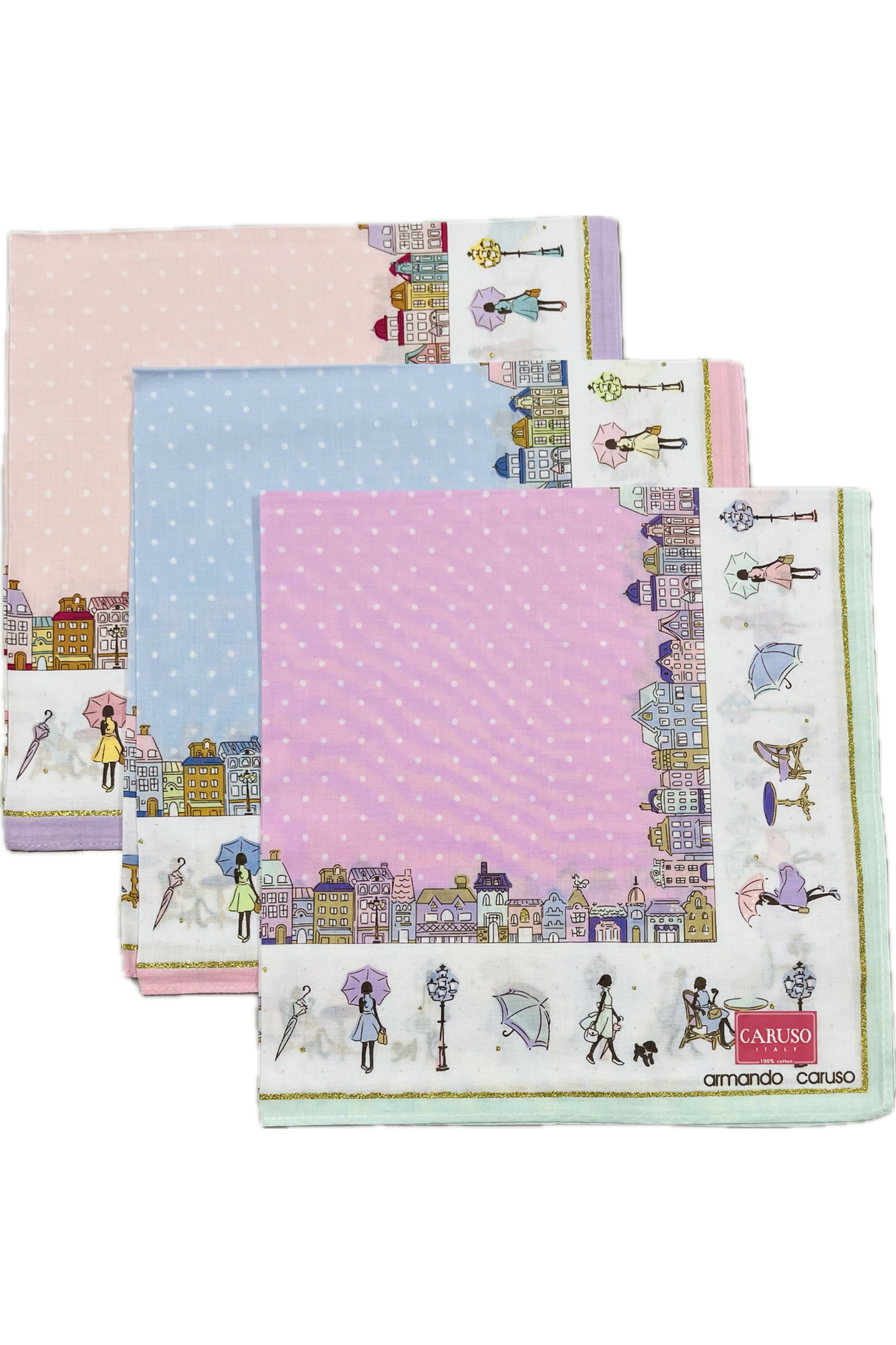 Armando Caruso Shopping Handkerchief -Mauve & Mint