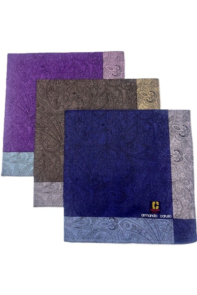Armando Caruso Paisley Handkerchief -Purple/Brown/Navy