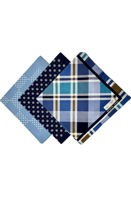 Armando Caruso Mens Navy Handkerchief -Dots/Spots/Check