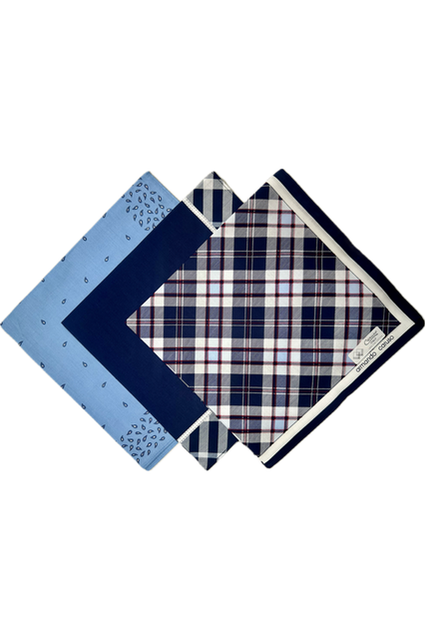 Rosdale Printed Cotton Handkerchief -Blue/Navy/Check