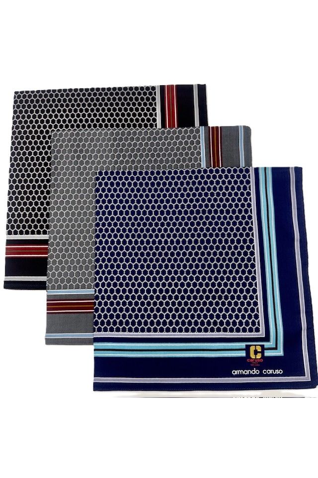 Armando Caruso Honeycomb Handkerchief -Black/Grey/Navy