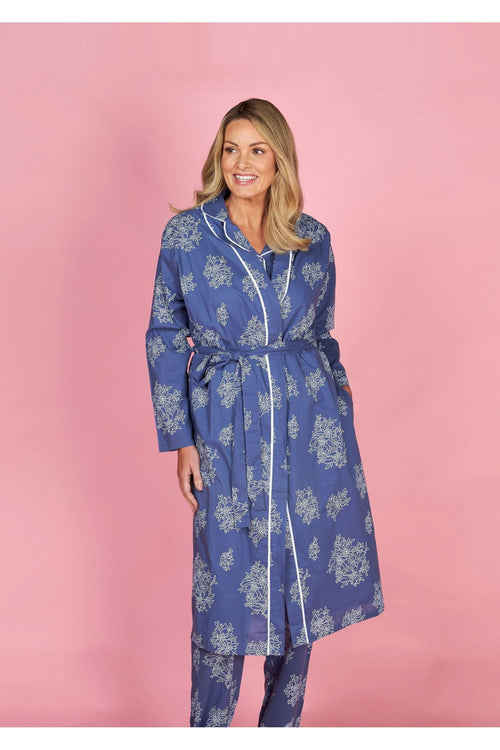 -French Country Zinnia Cotton Mid Wrap -Blue(10-12 & 18-20)
