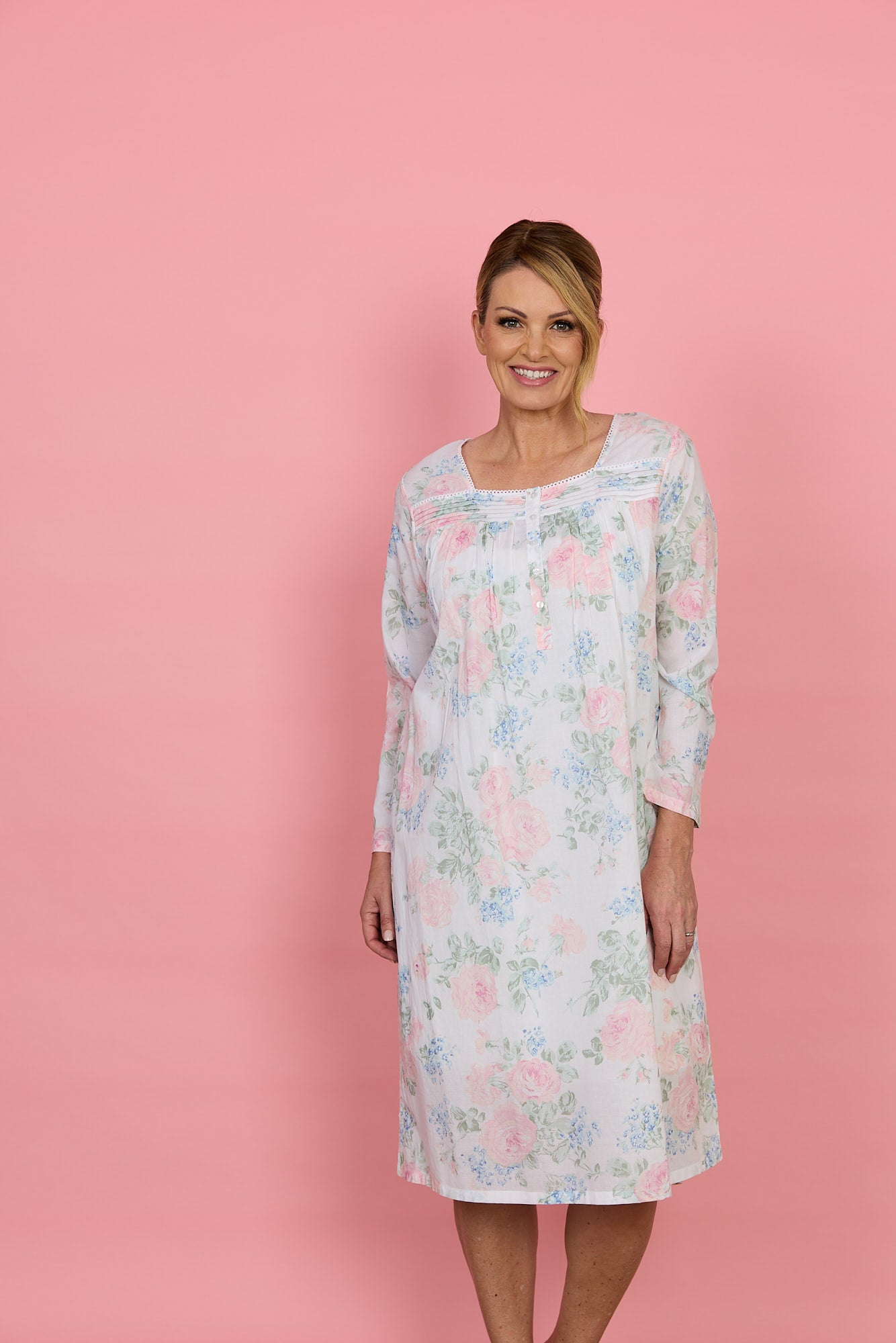 French Country Lilacs & Roses Cotton Nightie -Print(10+ & 14+)