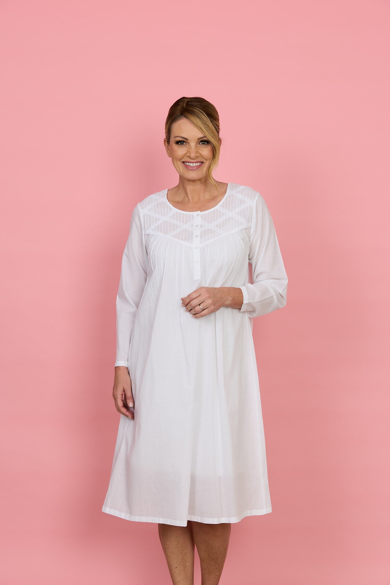 French Country Cambric Cotton Nightie -White(14+ Only)