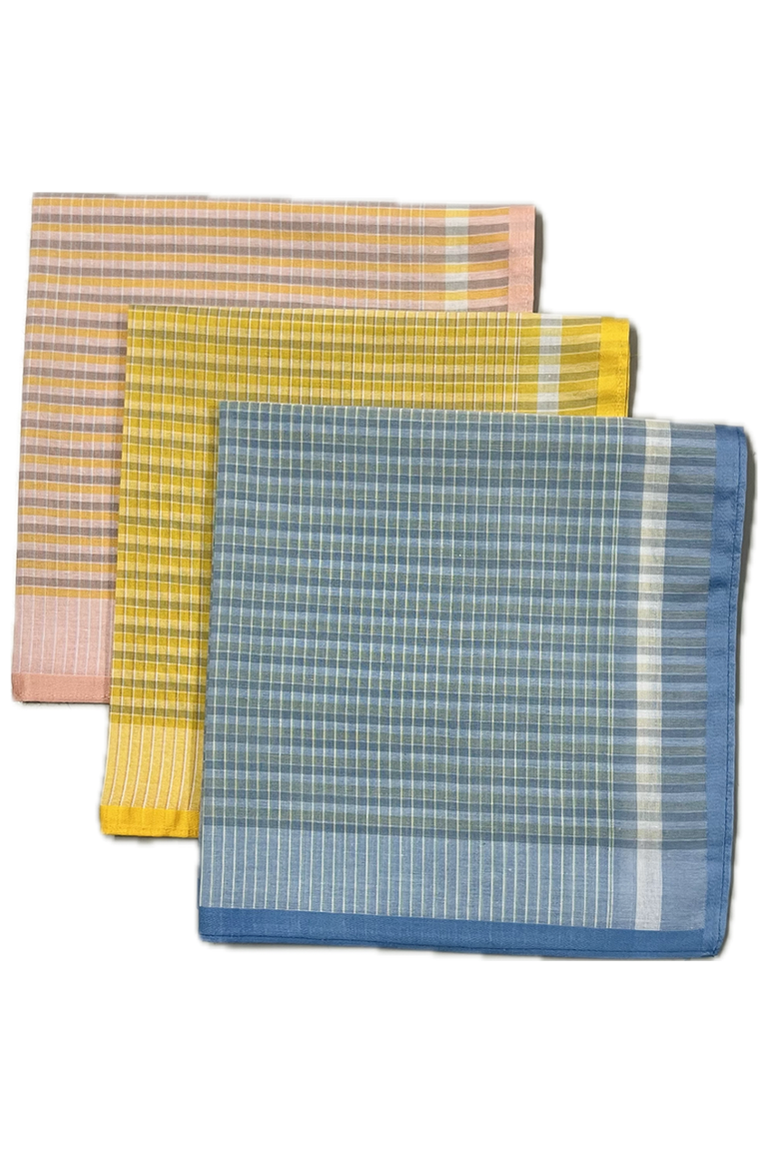 Rosdale Woven Cotton Handkerchief -Pink/Yellow/Blue