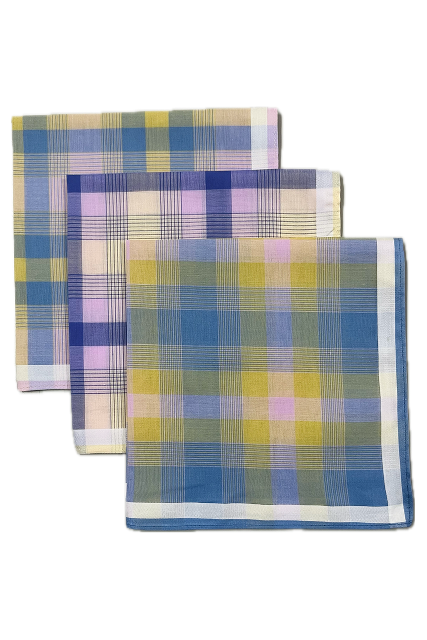 Rosdale Woven Cotton Handkerchief -Pink/Yellow/Blue