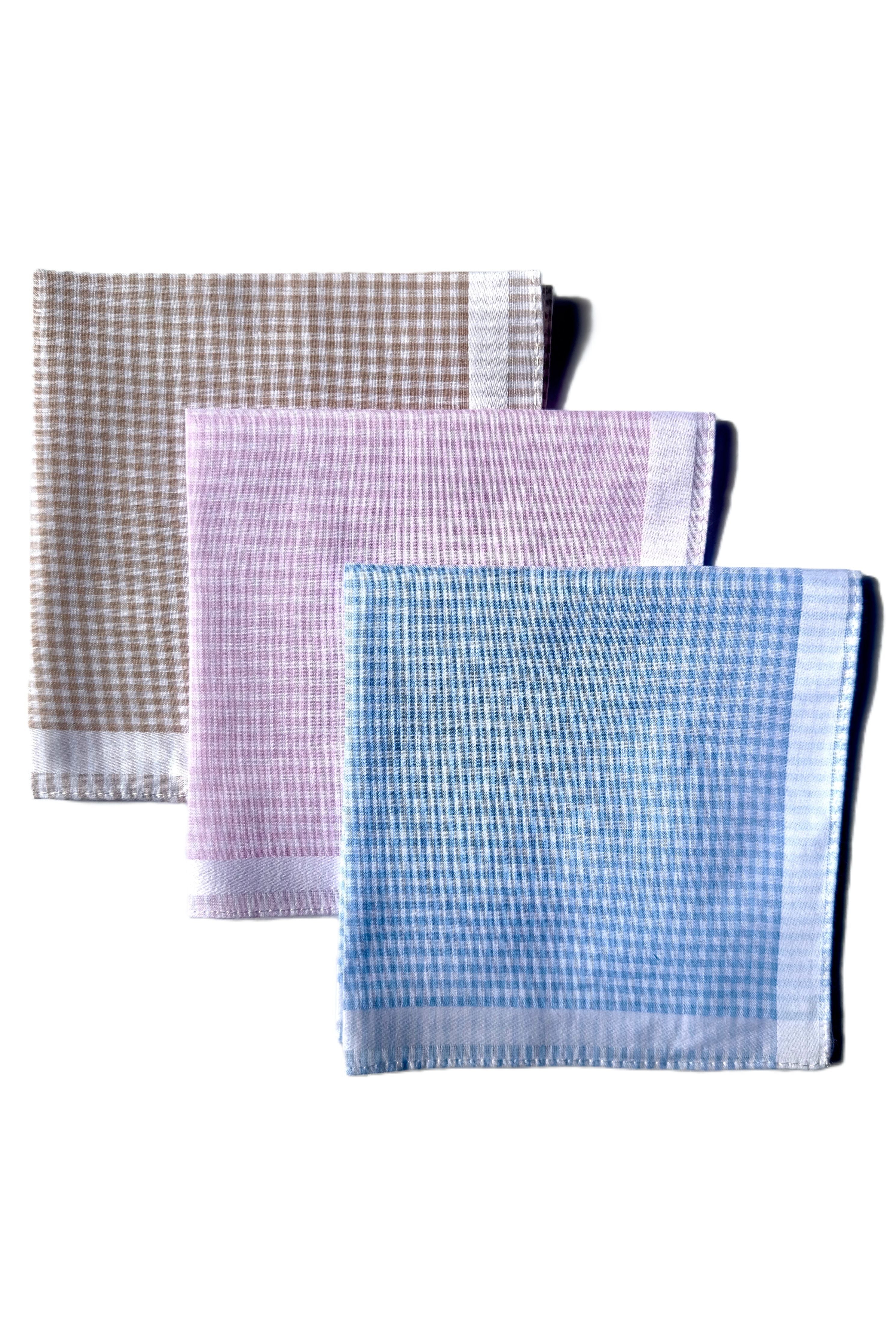 Rosdale Woven Cotton Handkerchief -Brown/Pink/Blue