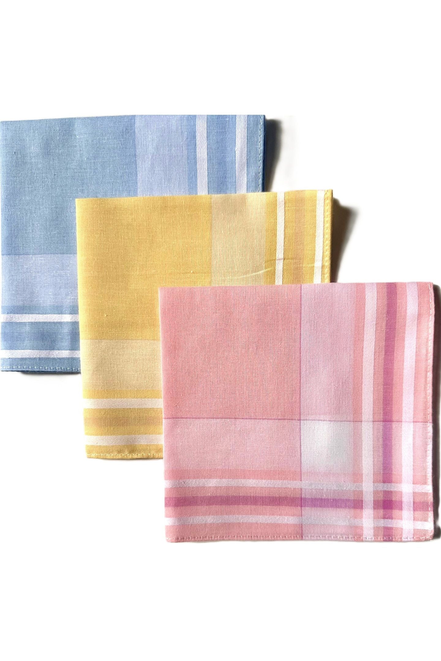 Rosdale Woven Cotton Handkerchief -Blue/Yellow/Pink