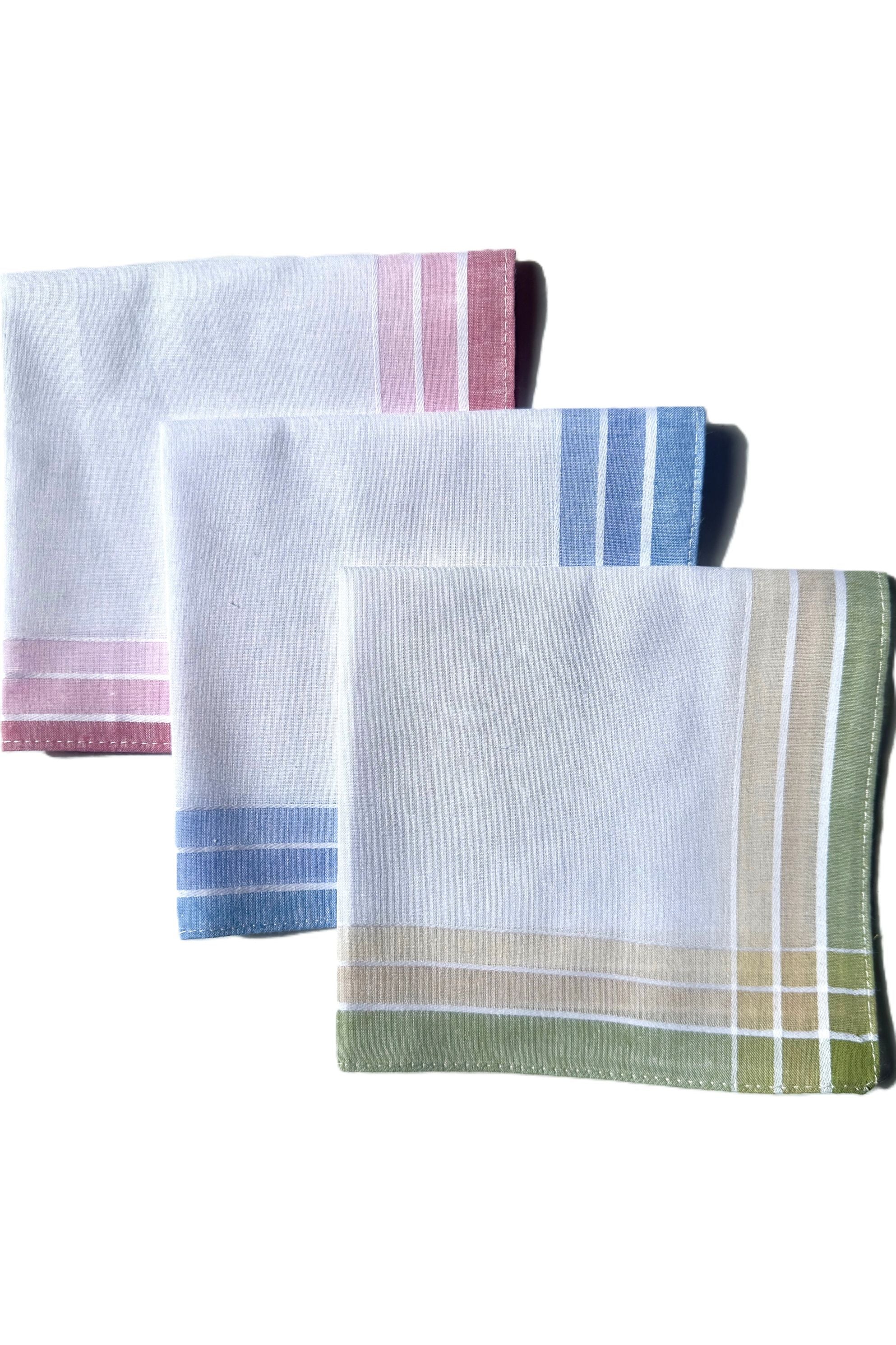 Rosdale Woven Cotton Handkerchief -Pink/Blue/Green