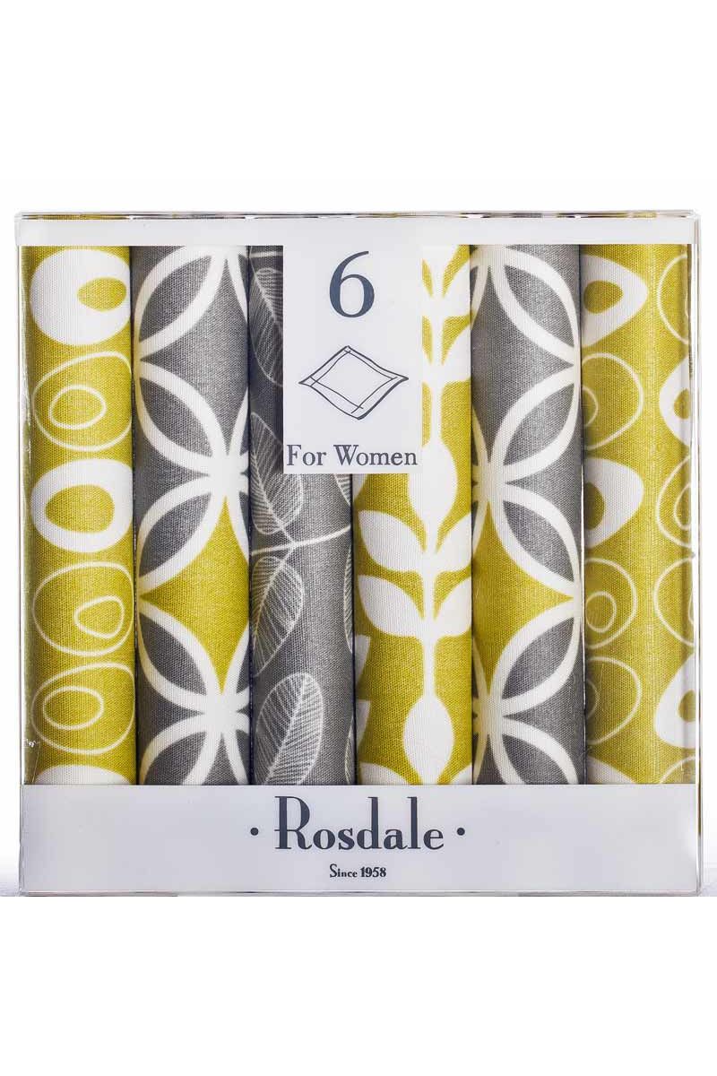 Rosdale 6 Pack Ladies Handkerchiefs -Retro