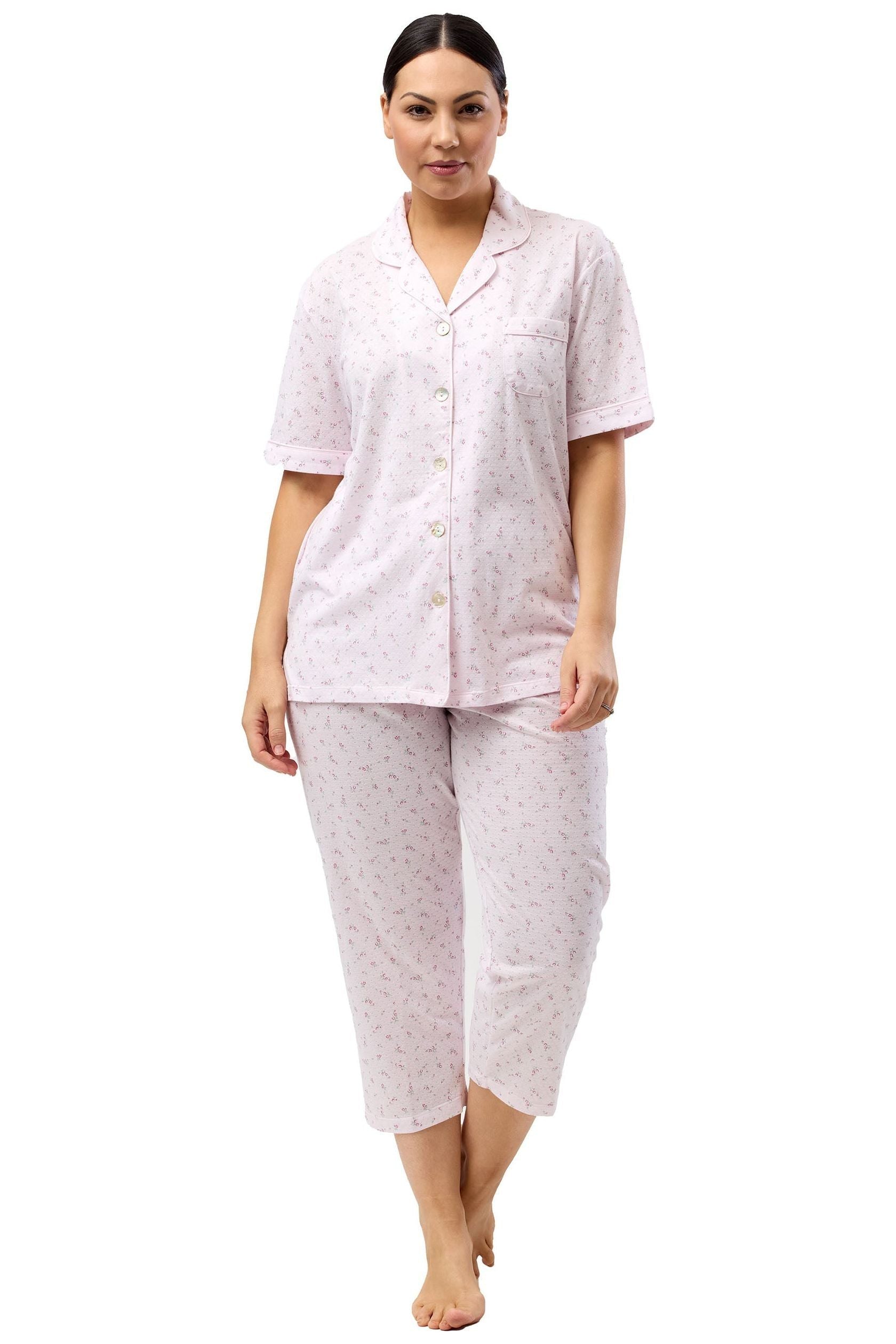 Schrank Tulip Poly/Cotton Knit Capri Leg Pyjama -Pink(12 Only)