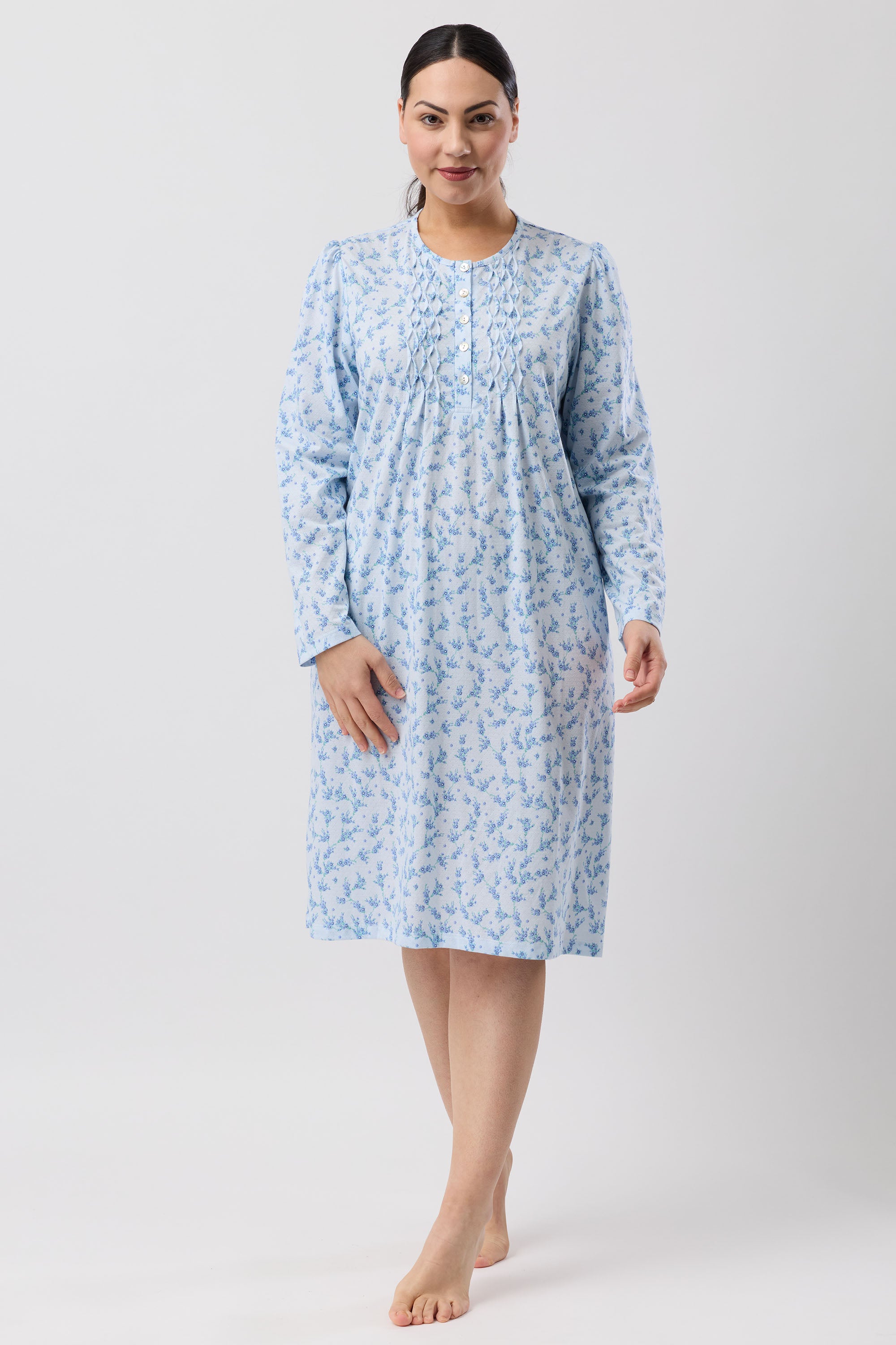 Schrank Jasmine Poly/Cotton Knit Short Nightie -Blue(16/18/20/24)