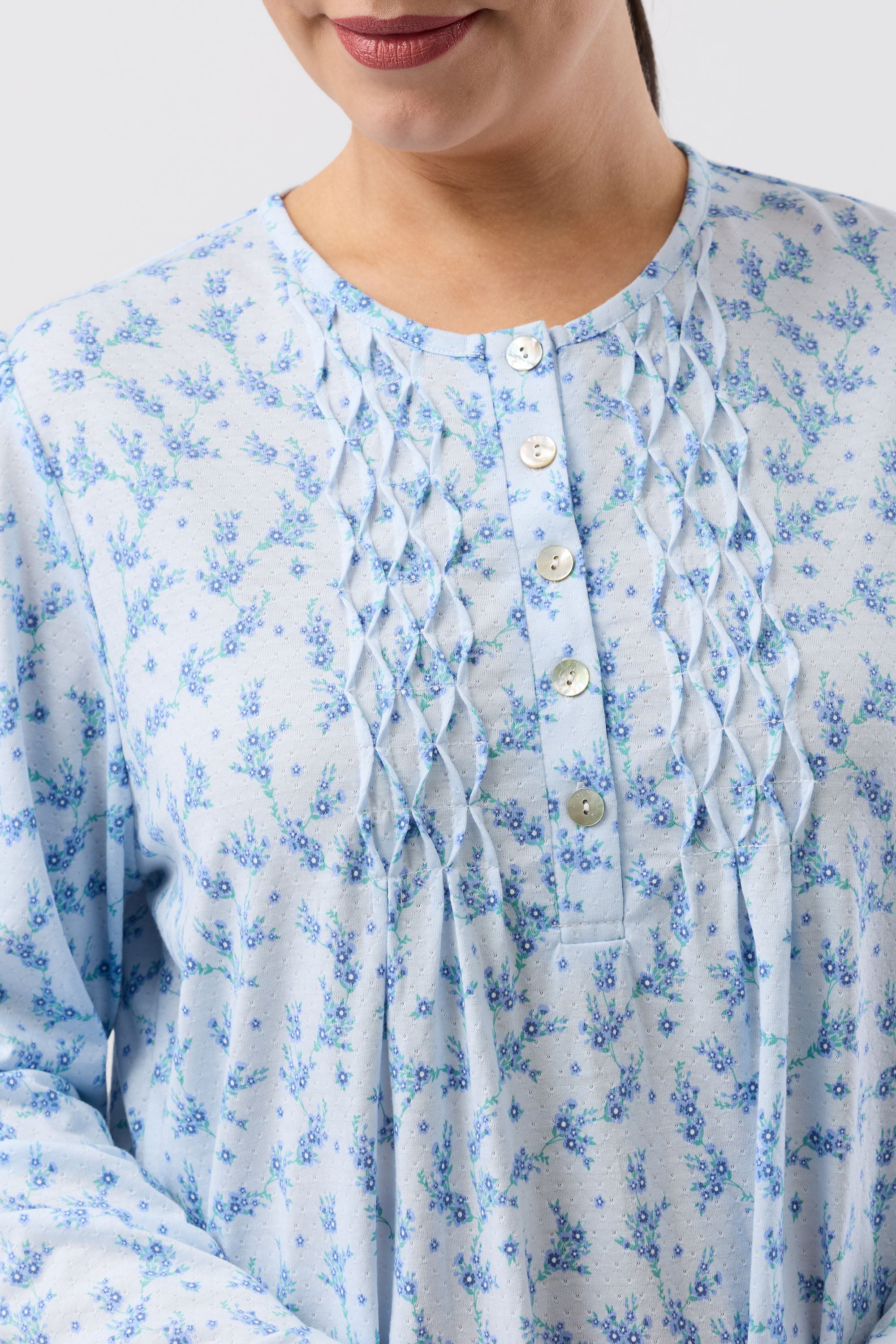 Schrank Jasmine Poly/Cotton Knit Short Nightie -Blue(16/18/20/24)