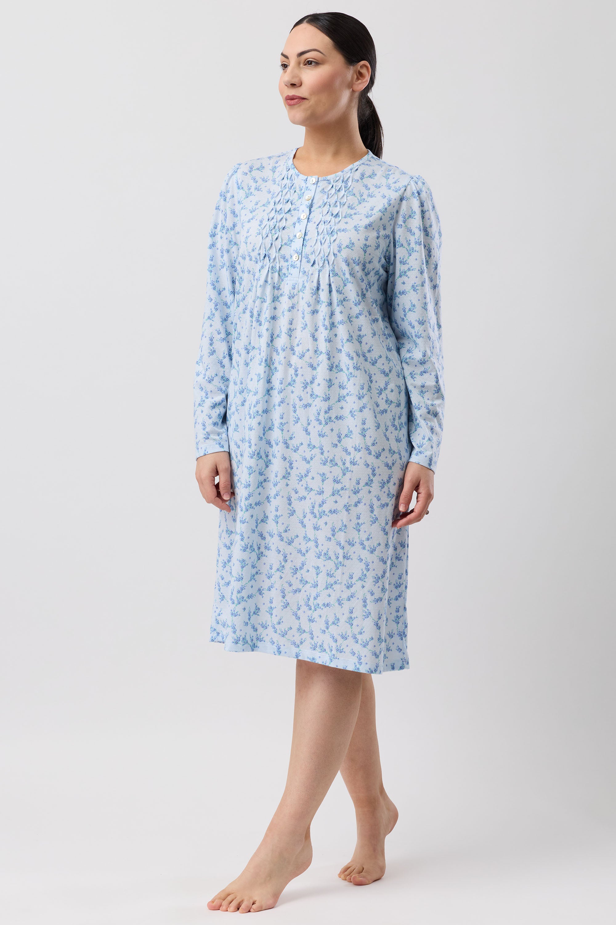 Schrank Jasmine Poly/Cotton Knit Short Nightie -Blue(16/18/20/24)
