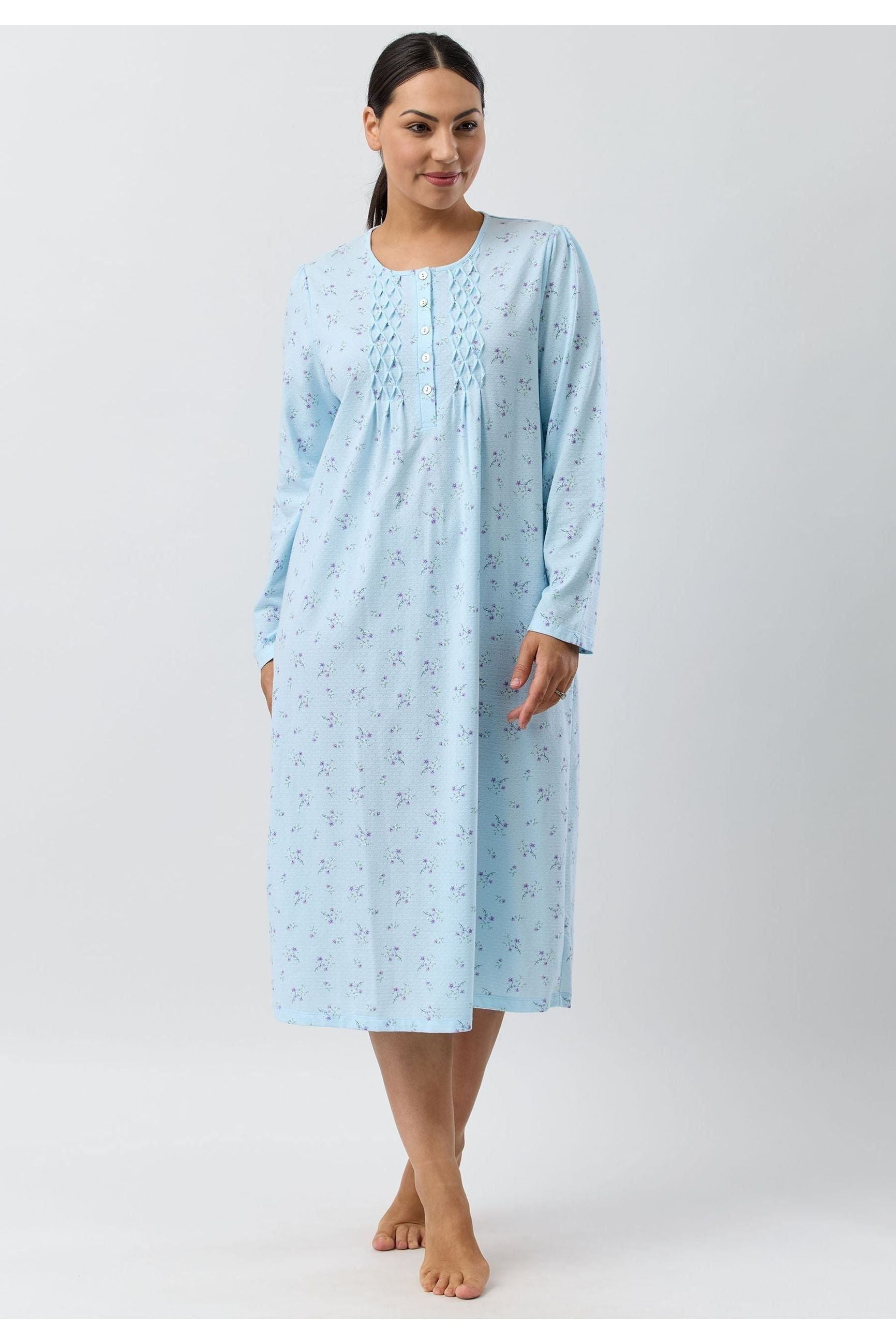 Schrank Sweet Pea Poly/Cotton Knit Mid Nightie -Aqua(20 & 26)
