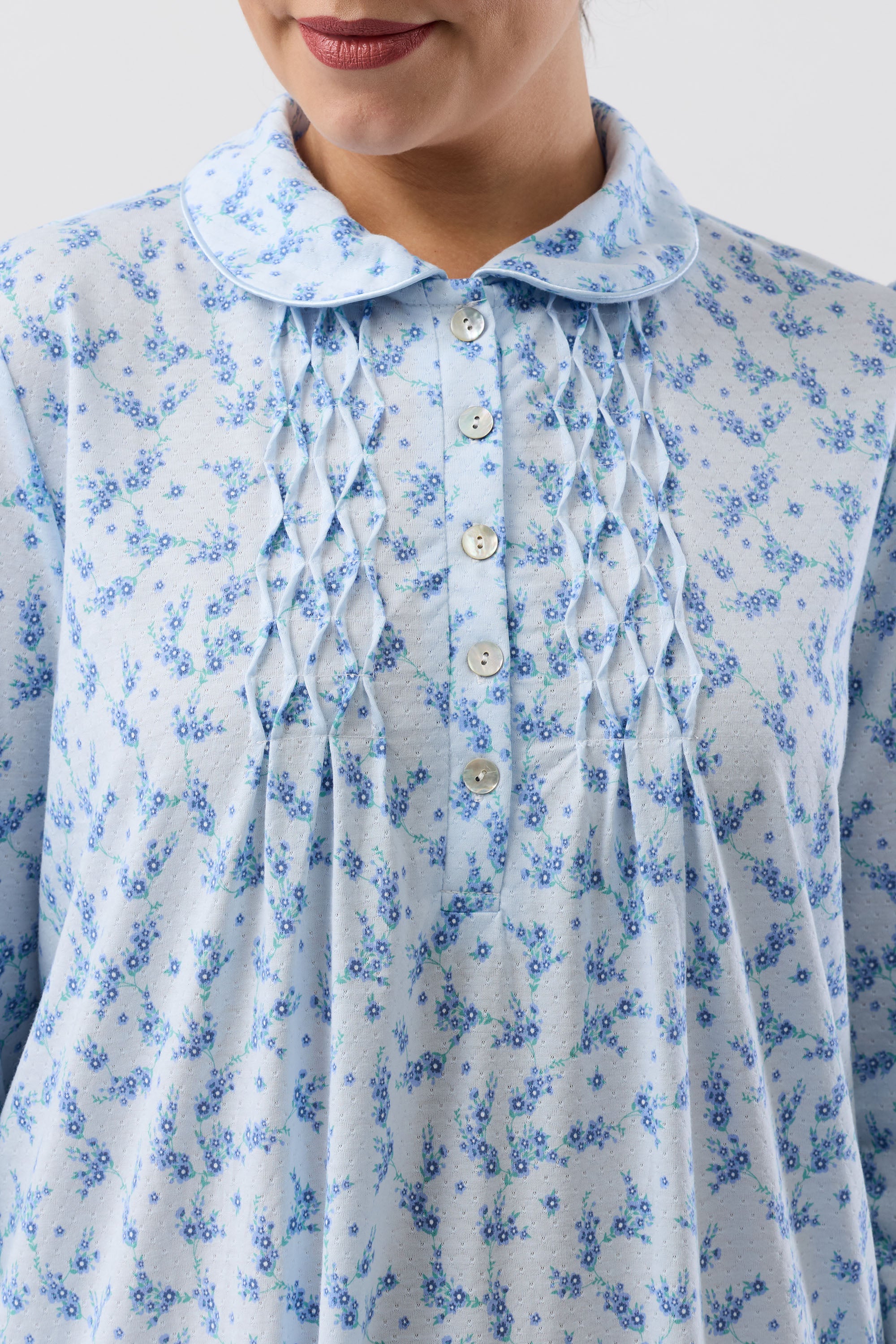 Schrank Jasmine Poly/Cotton Knit Mid Nightie -Blue