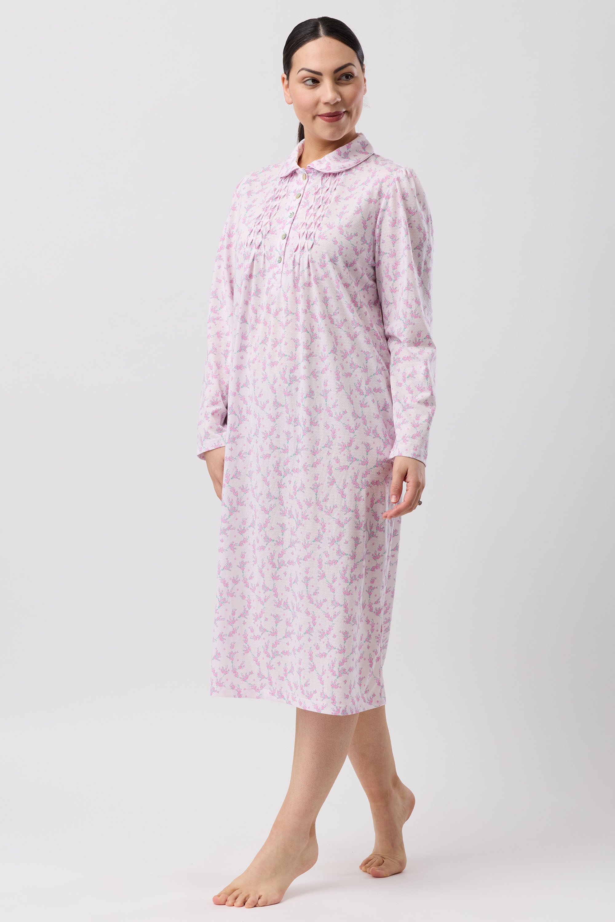Schrank Jasmine Poly/Cotton Knit Mid Nightie -Pink(10/12/14/16/18/20/22/24)