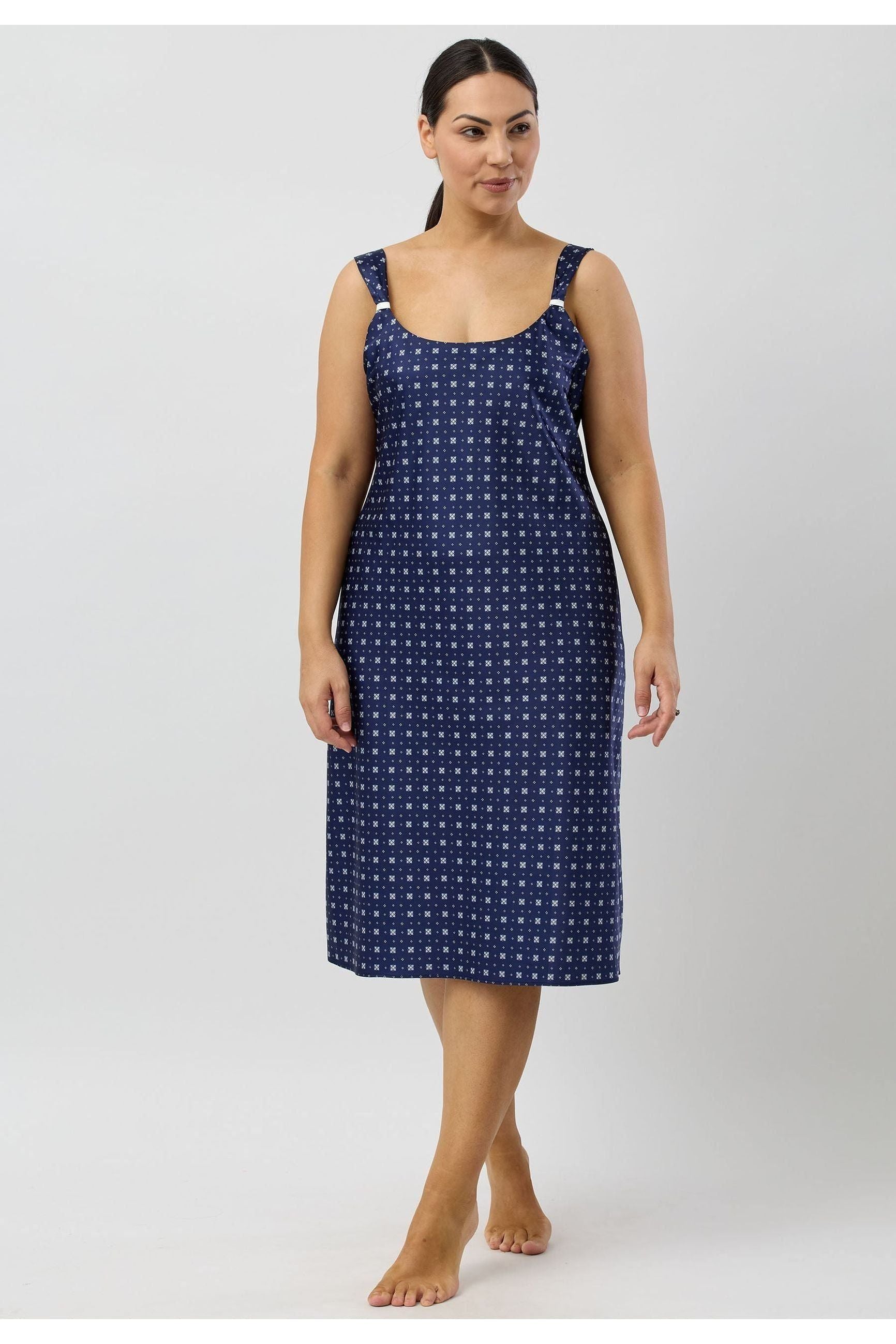 Schrank Art Deco Polyester Satin Chemise -Navy(12/14/16)