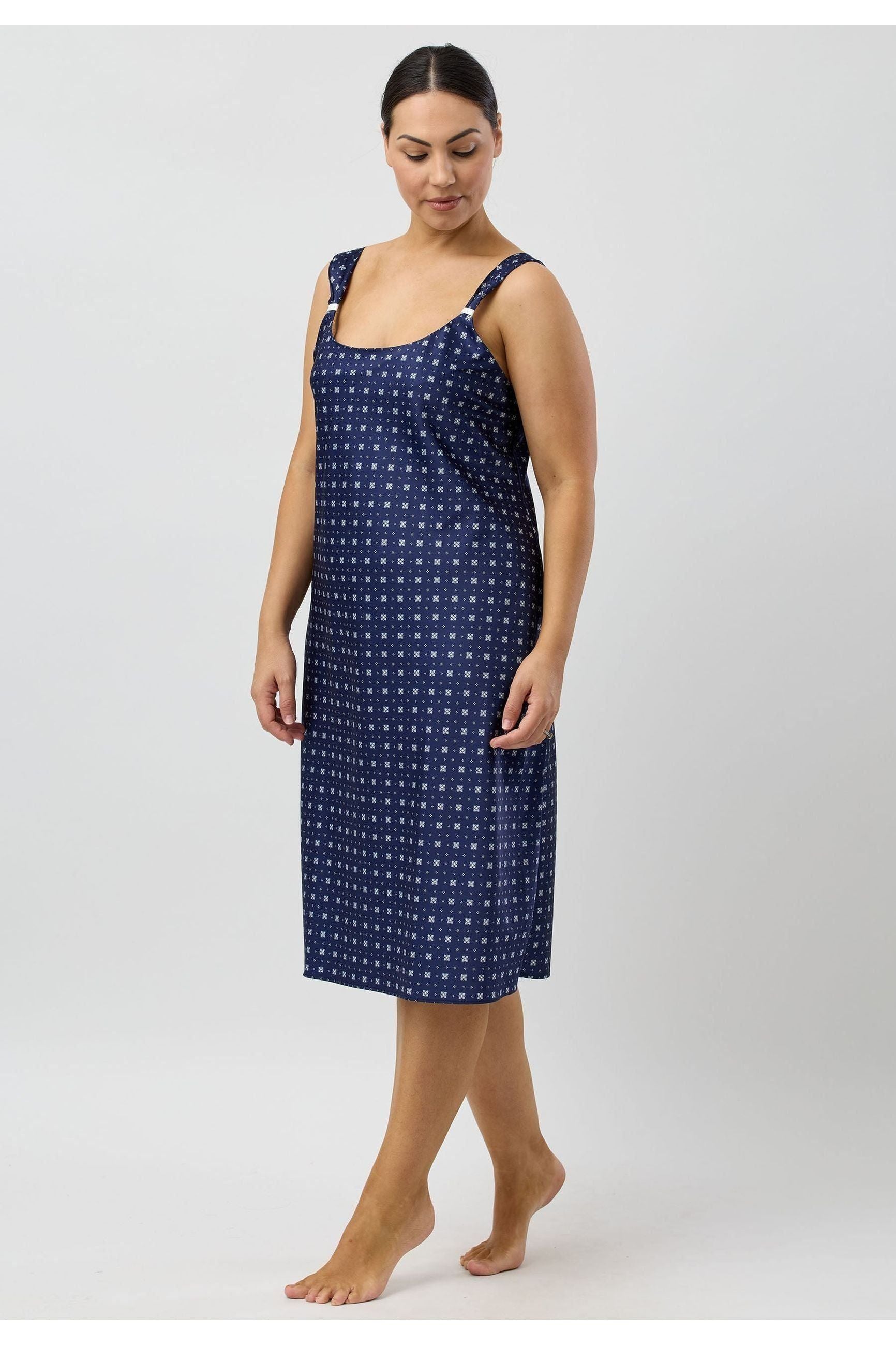 Schrank Art Deco Polyester Satin Chemise -Navy(12/14/16)