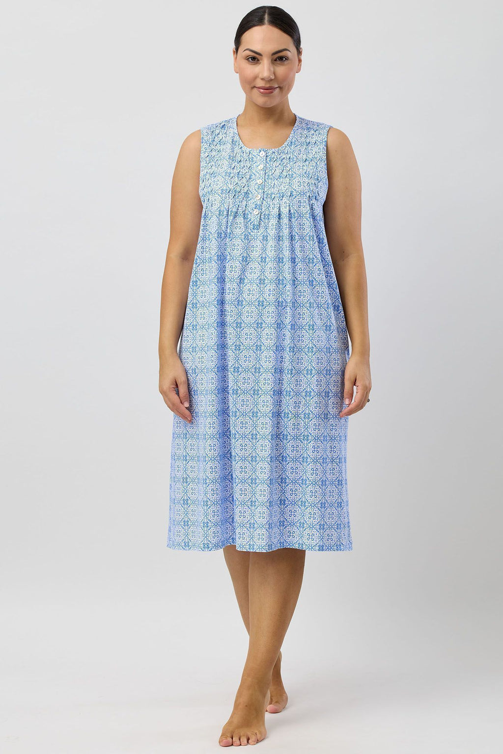 Schrank Baroque Cotton Knit Sleeveless Nightie -Indigo