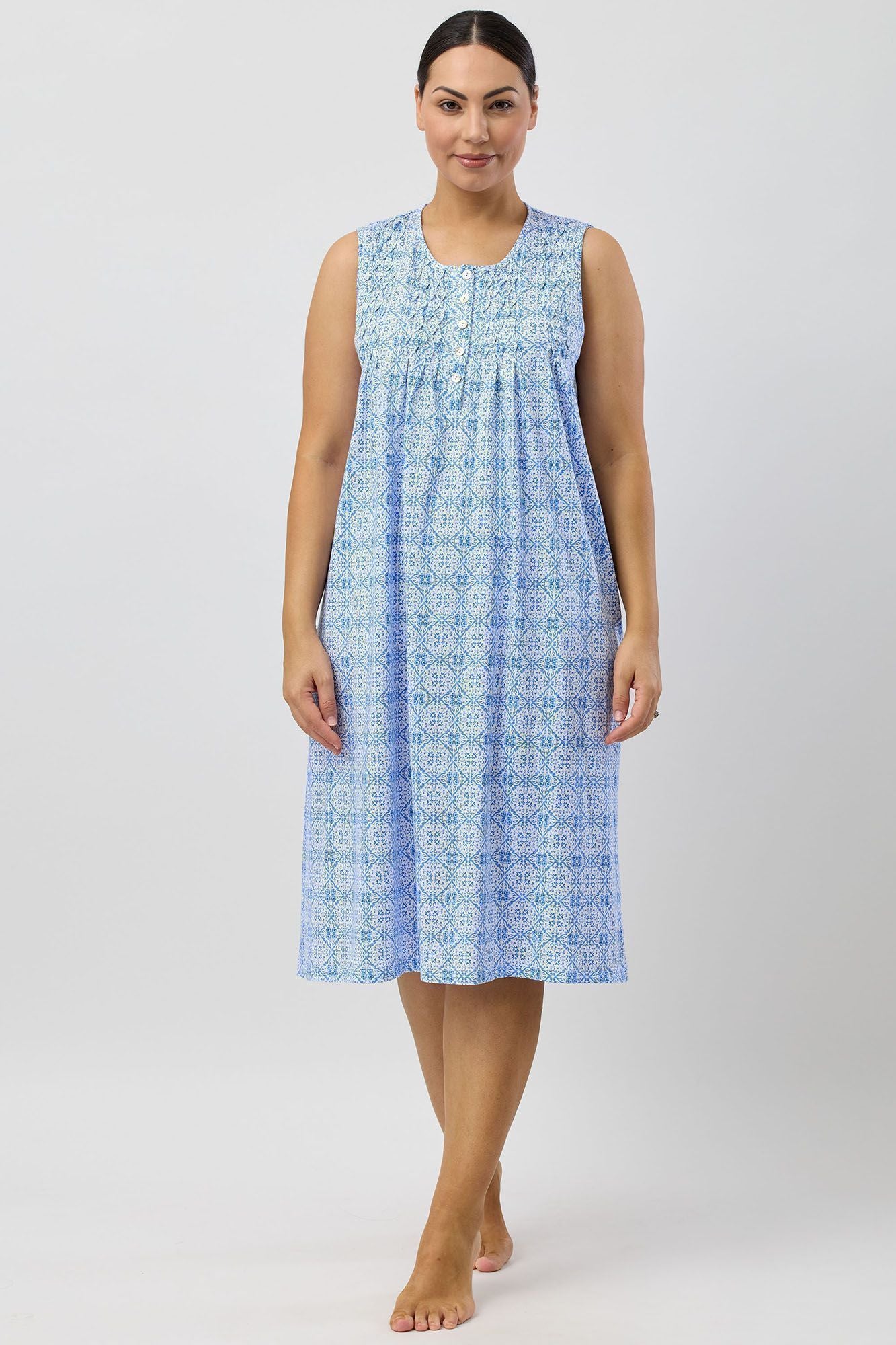 Schrank Baroque Cotton Knit Sleeveless Nightie -Indigo