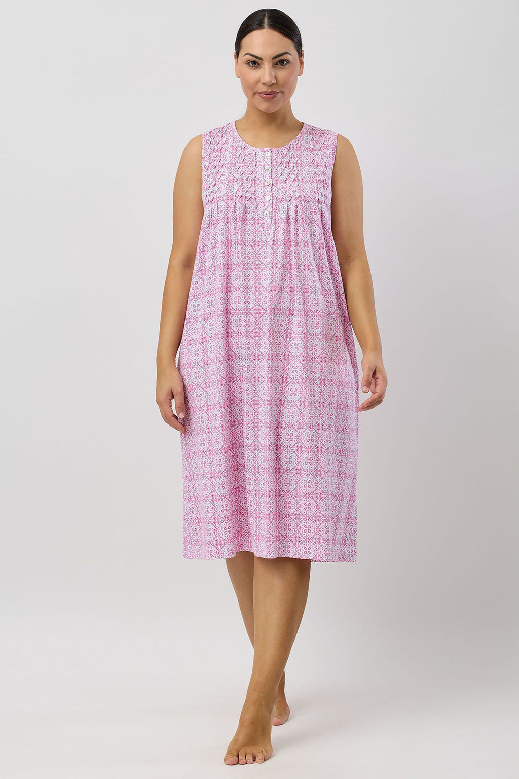 Schrank Baroque Cotton Knit Sleeveless Nightie -Rose