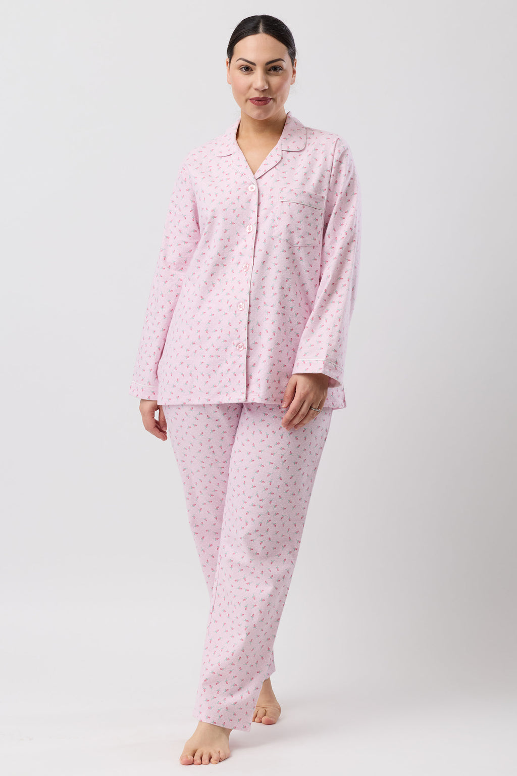 Schrank Rose Spot Flannelette PJ -Pink(10/12/14/16)