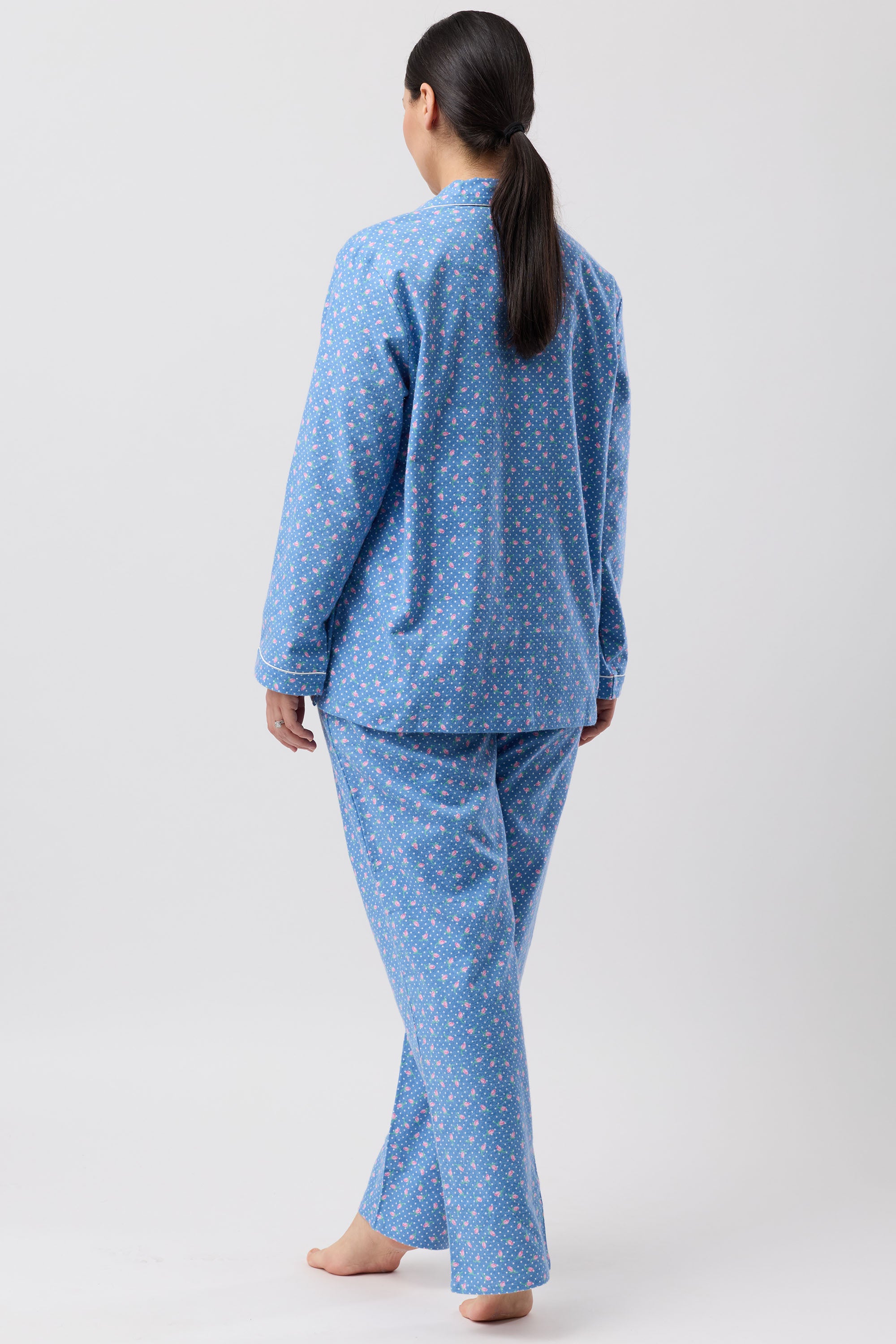 Schrank Rose Spot Flannelette PJ -Denim(12 & 14)