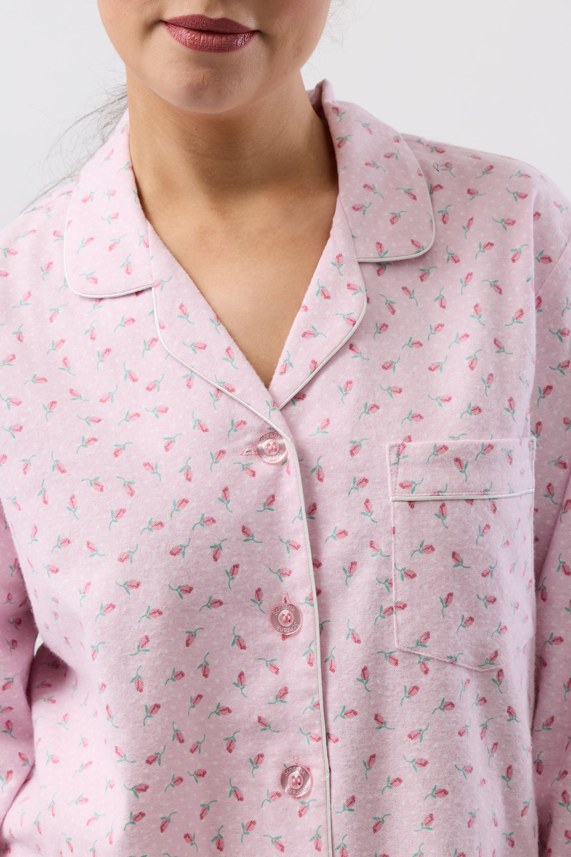 Schrank Rose Spot Flannelette PJ -Pink(10/12/14/16)