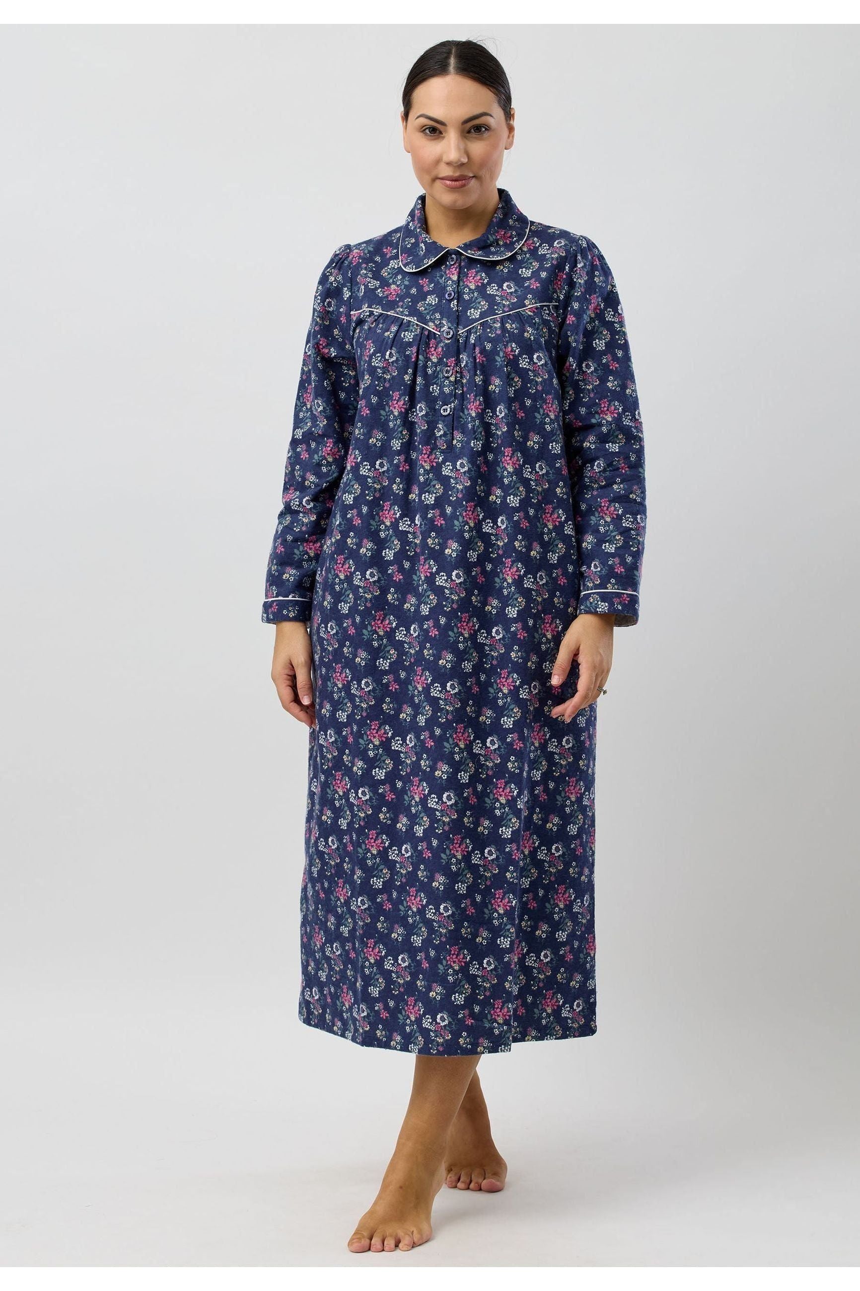 Schrank Crab Apple Flannelette Long Nightie -Navy(22 Only)