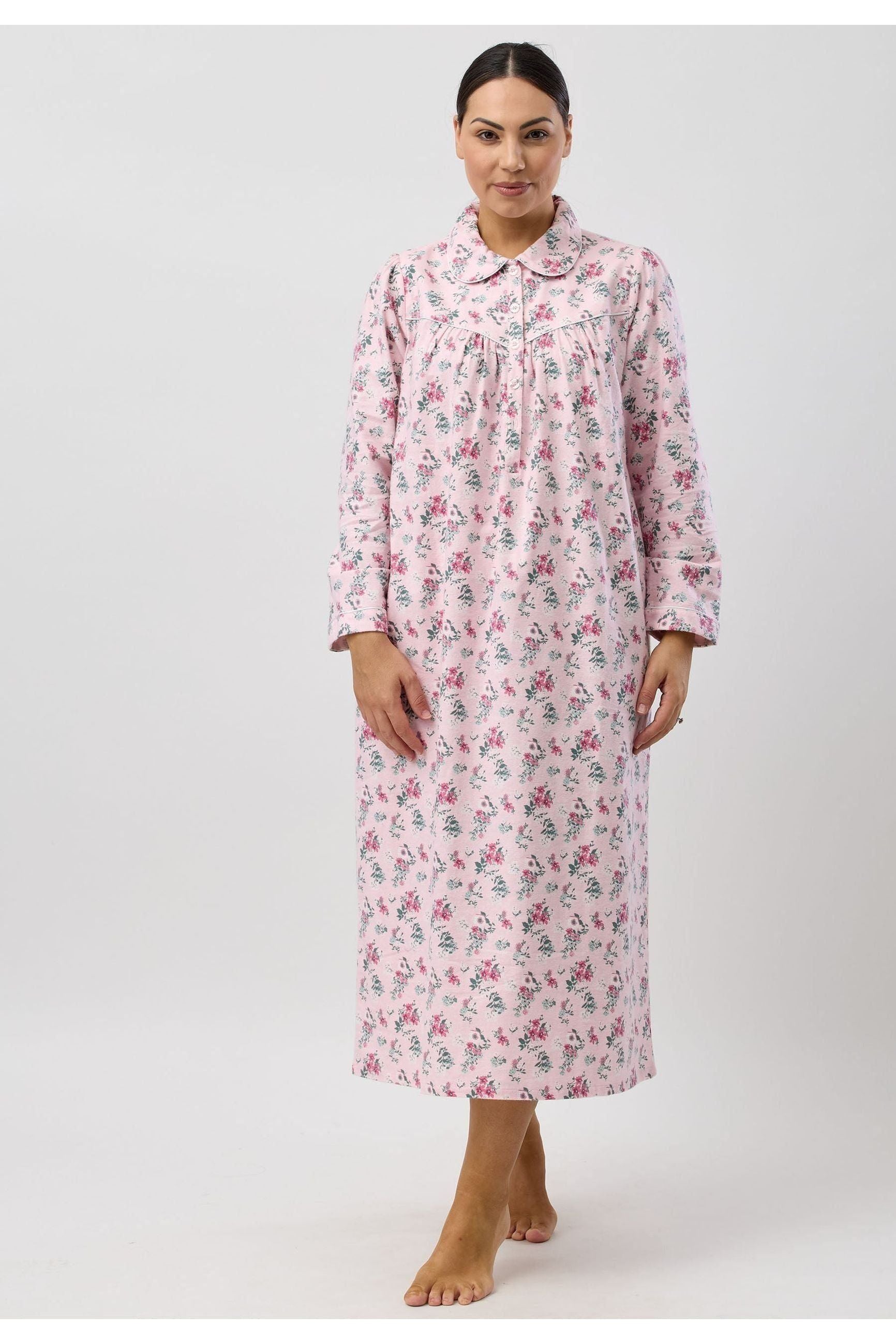 Schrank Crab Apple Flannelette Long Nightie -Pink(14 & 18)