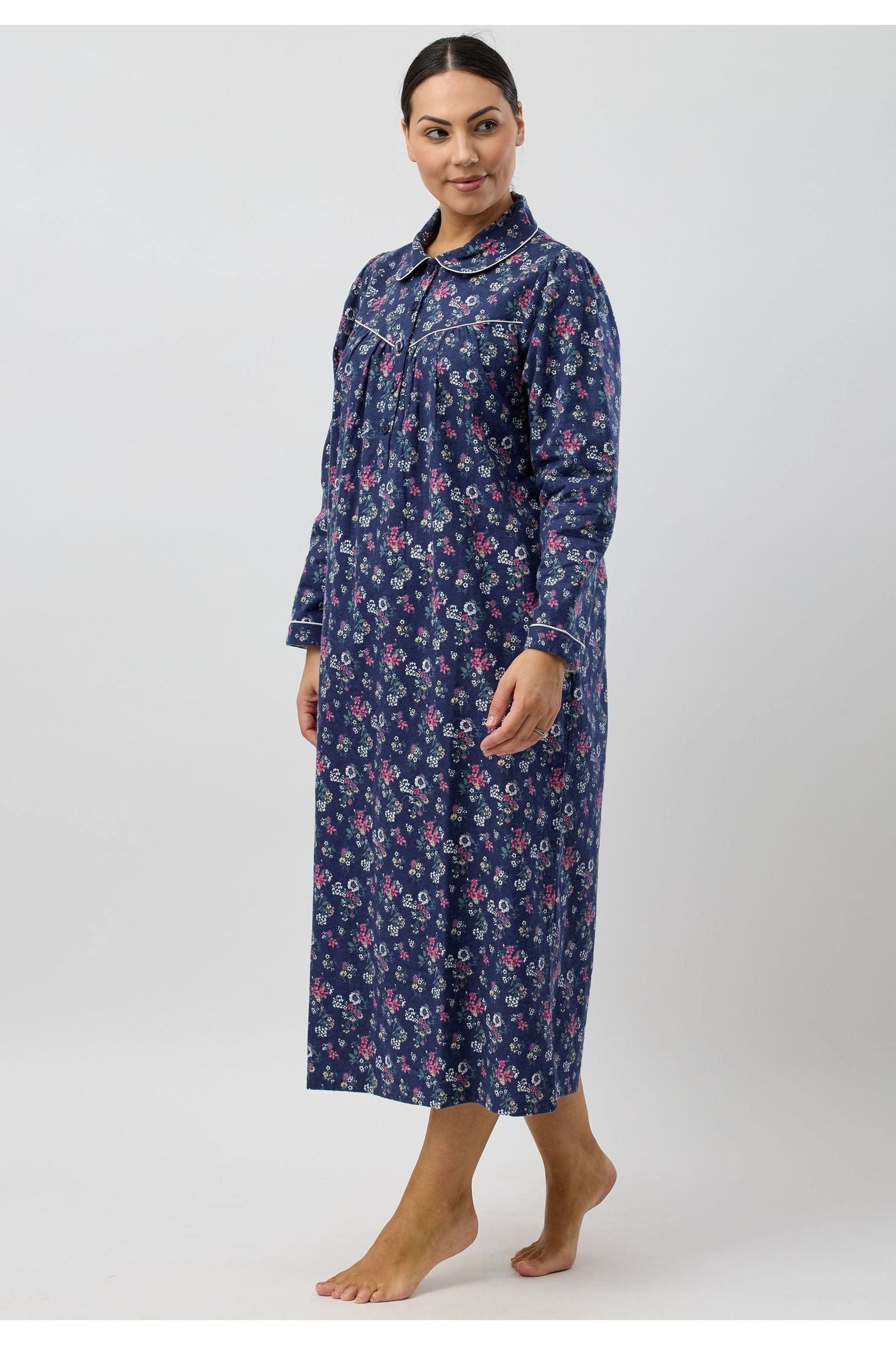 Schrank Crab Apple Flannelette Long Nightie -Navy(22 Only)