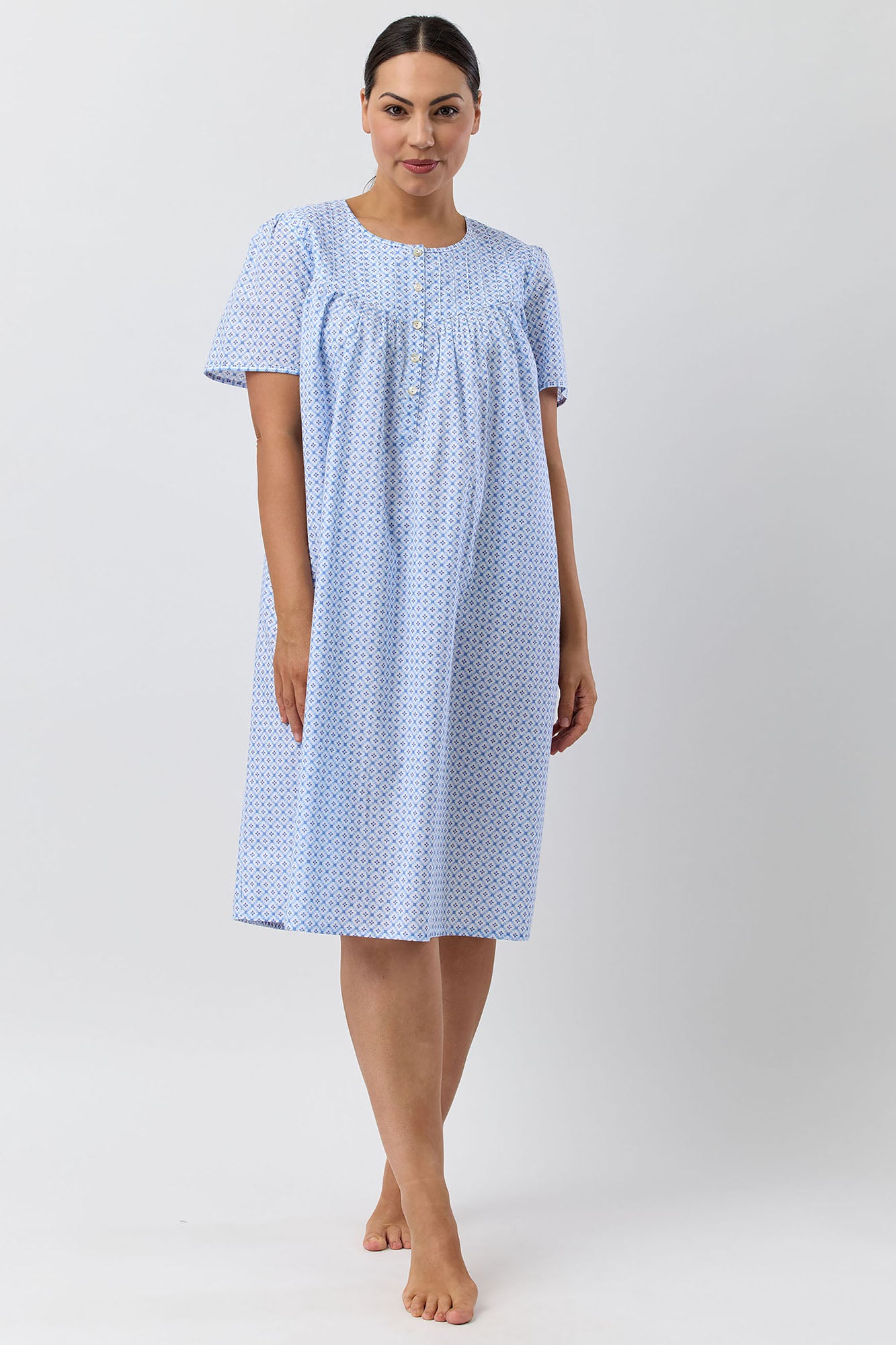 Schrank Geo Cotton Short Nightie -Blue