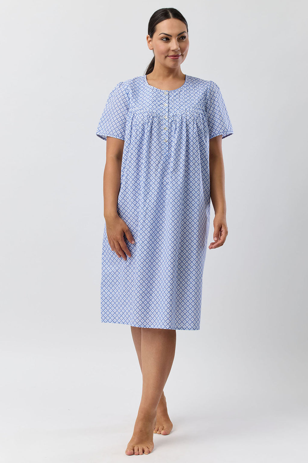 Schrank Geo Cotton Short Nightie -Denim