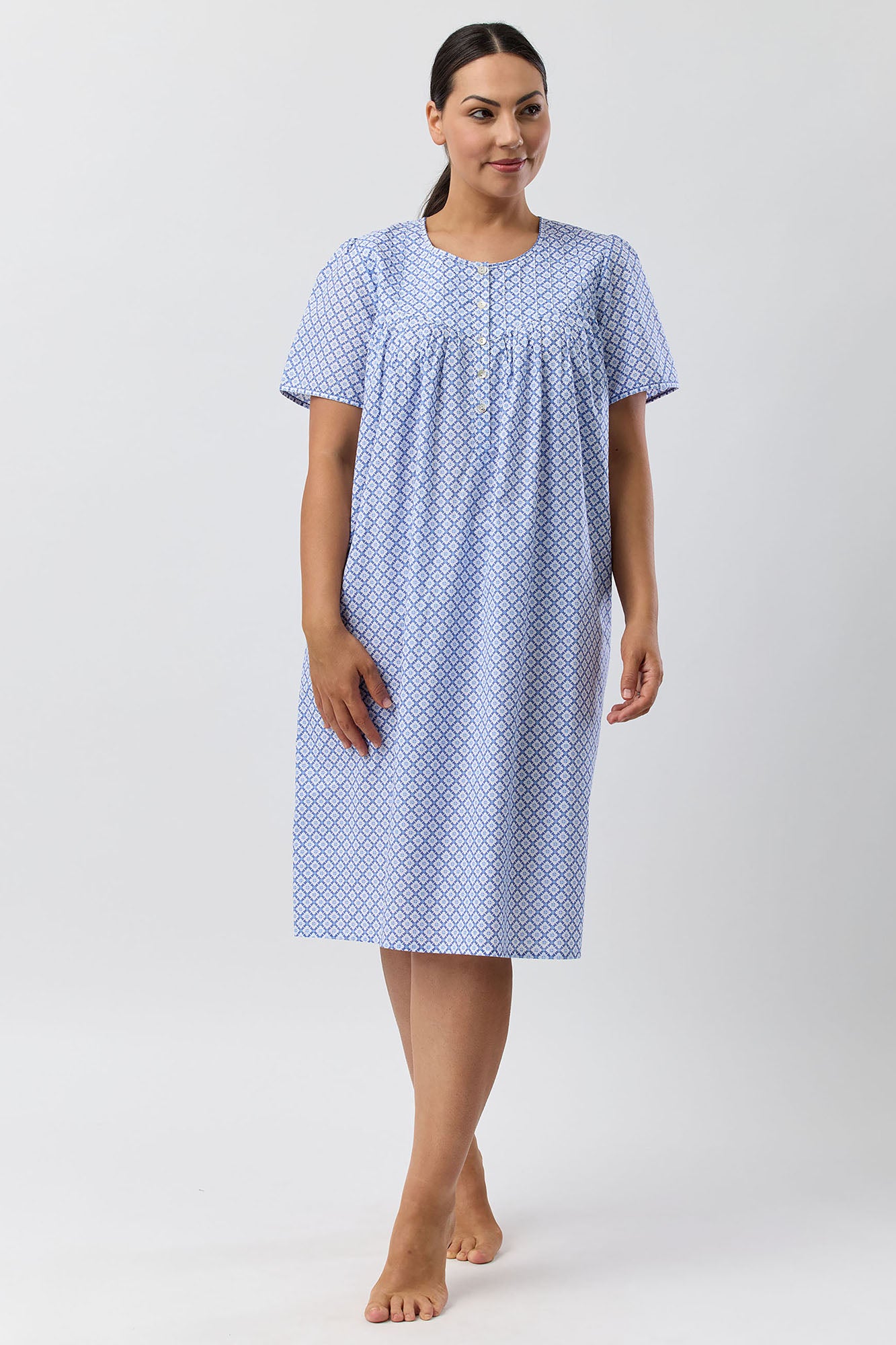 Schrank Geo Cotton Short Nightie -Denim