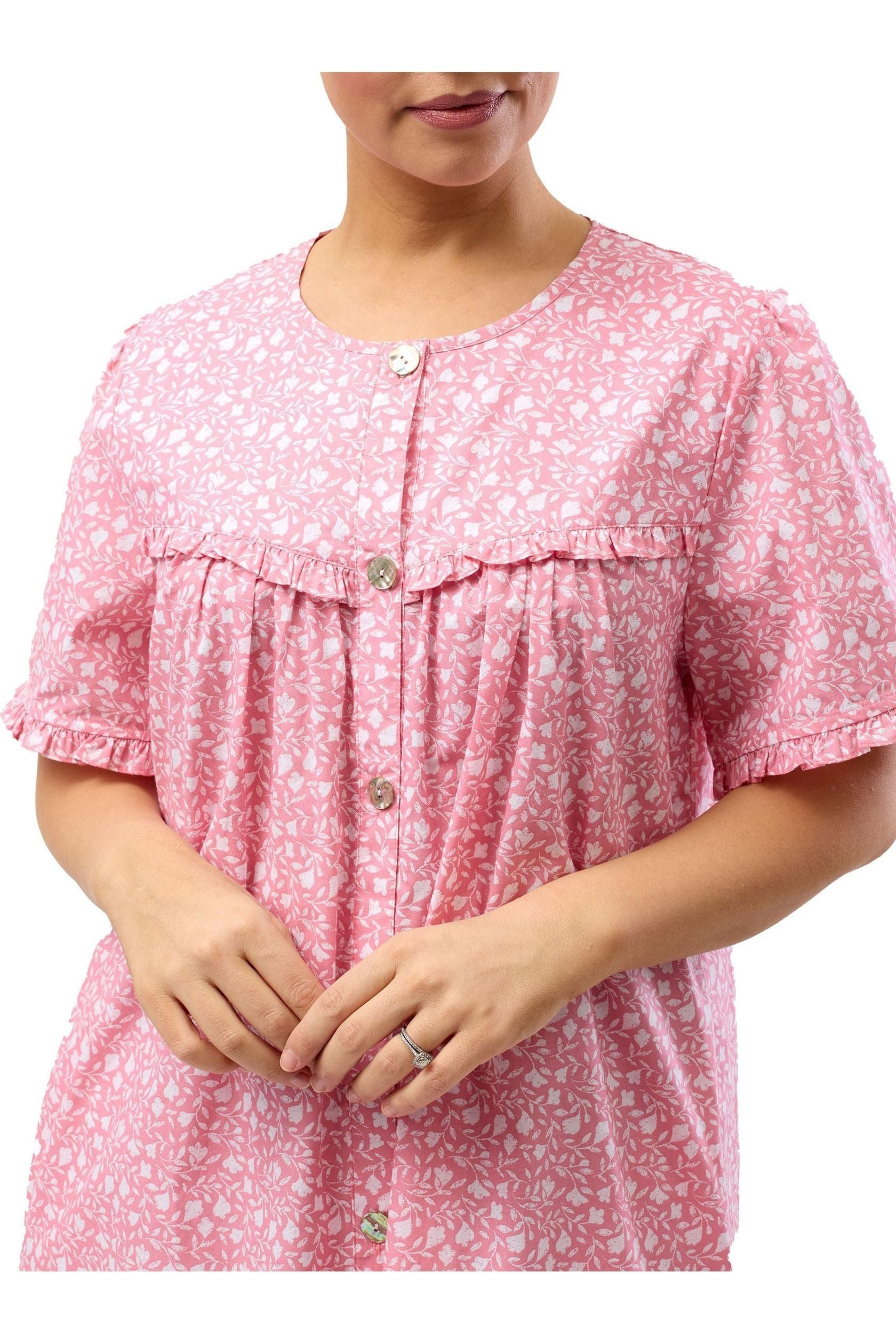 Schrank Leaf Woven Cotton Brunchcoat -Coral(12 Only)