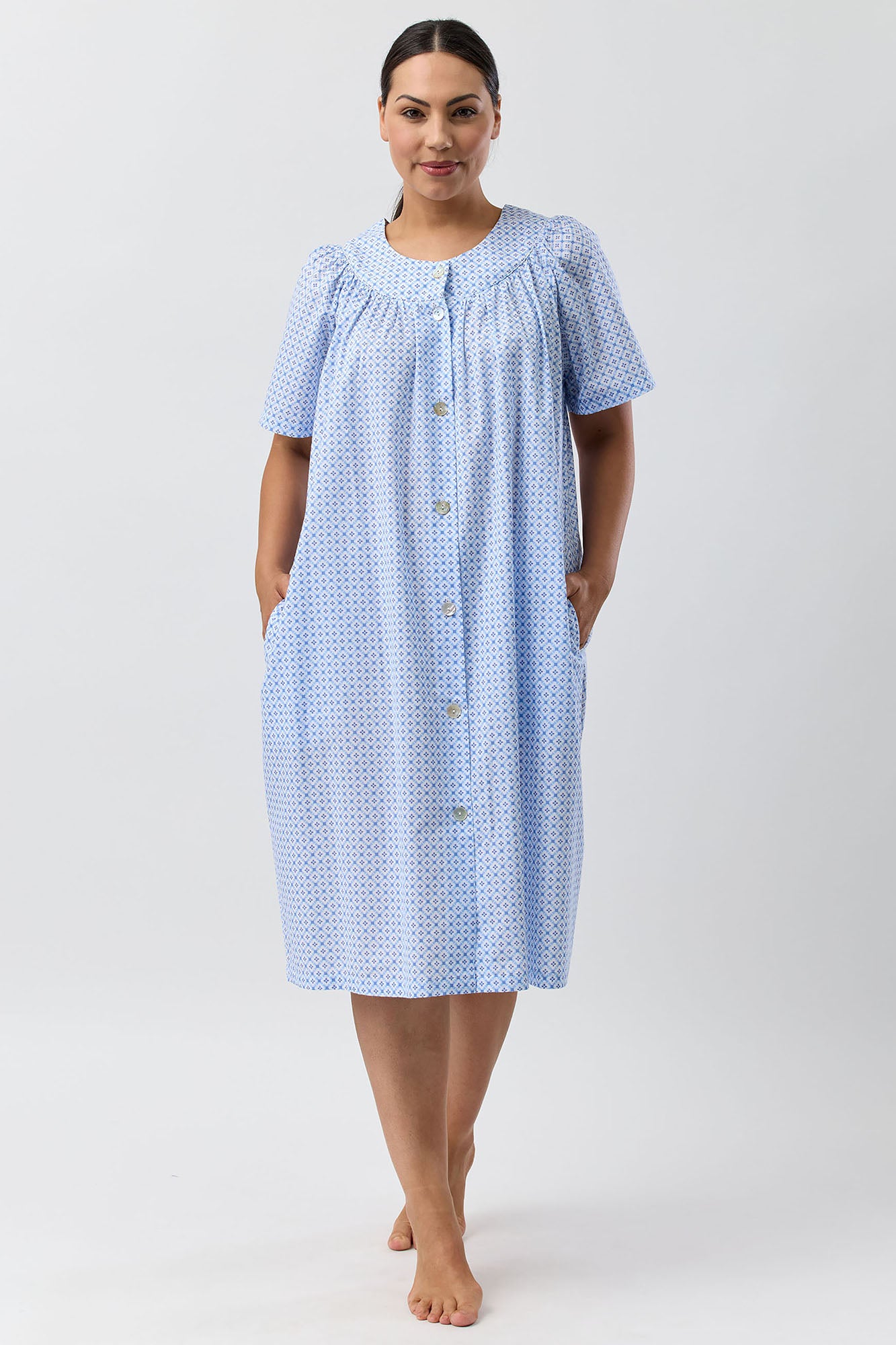 Schrank Geo Woven Cotton Brunchcoat -Blue