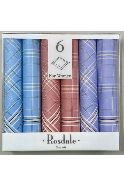 Rosdale 6 Pack Ladies Handkerchiefs