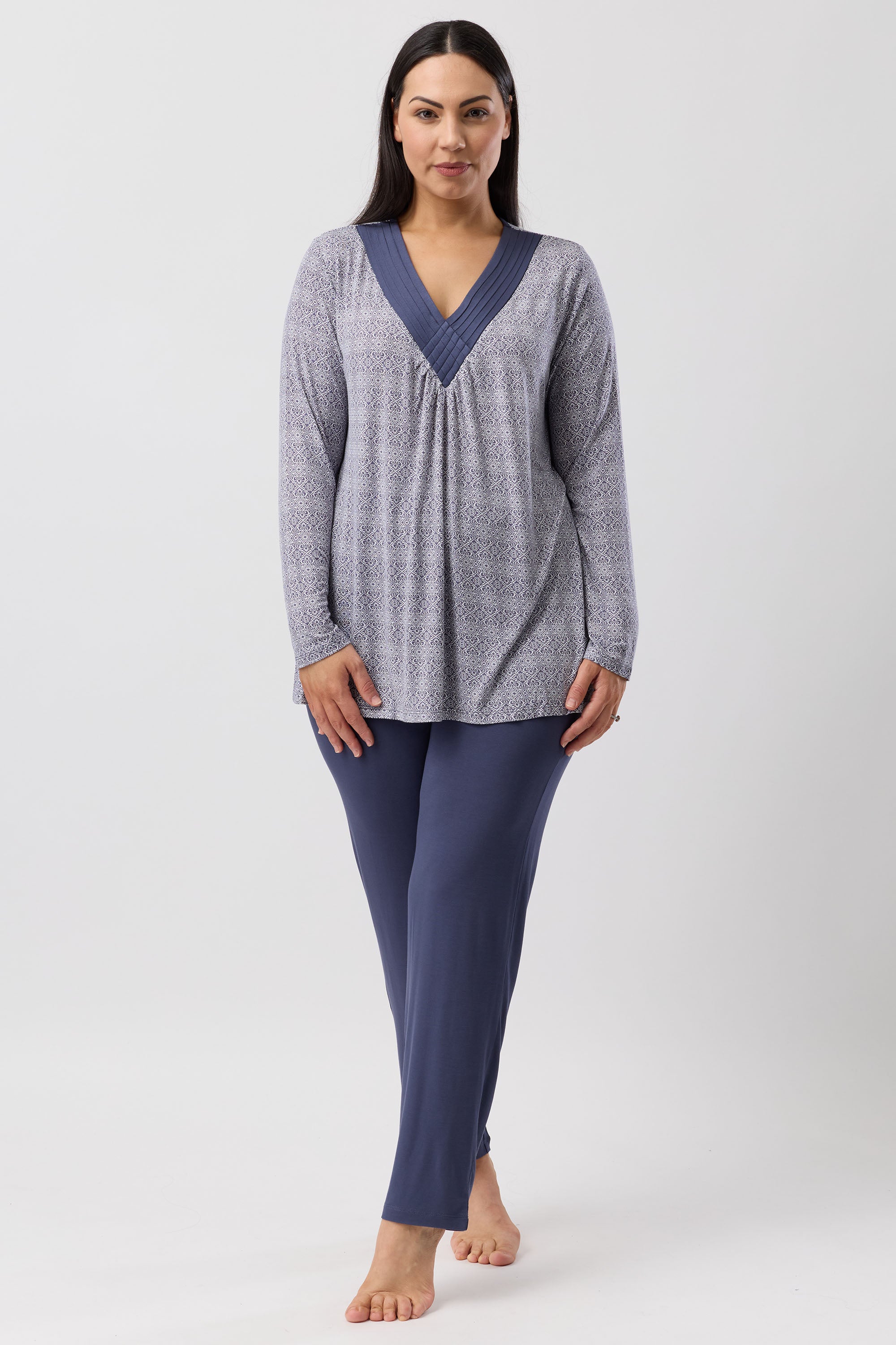 Yuu Casablanca Viscose Knit Pyjama -Bluestone(M/L/XL)