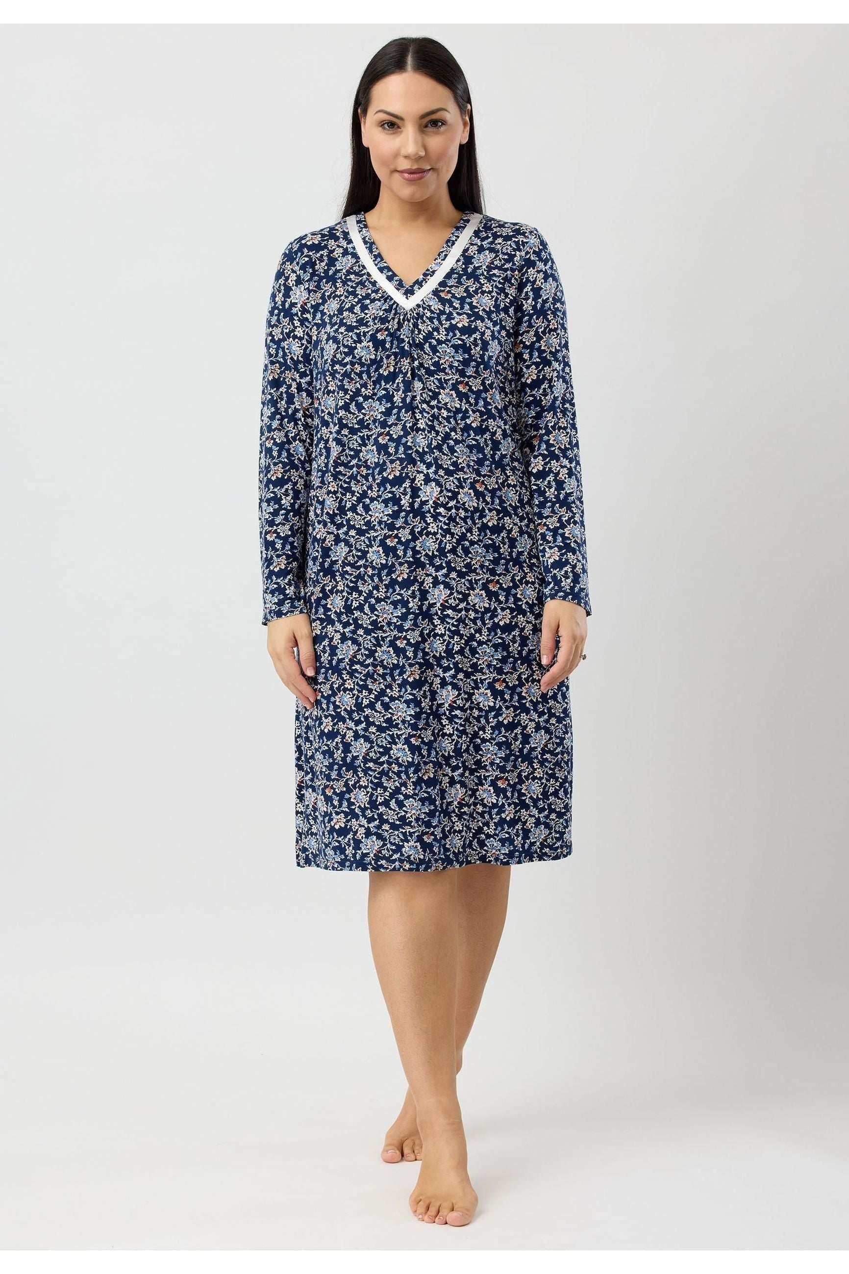 Yuu Java Viscose Knit Short Nightie -Navy(M Only)
