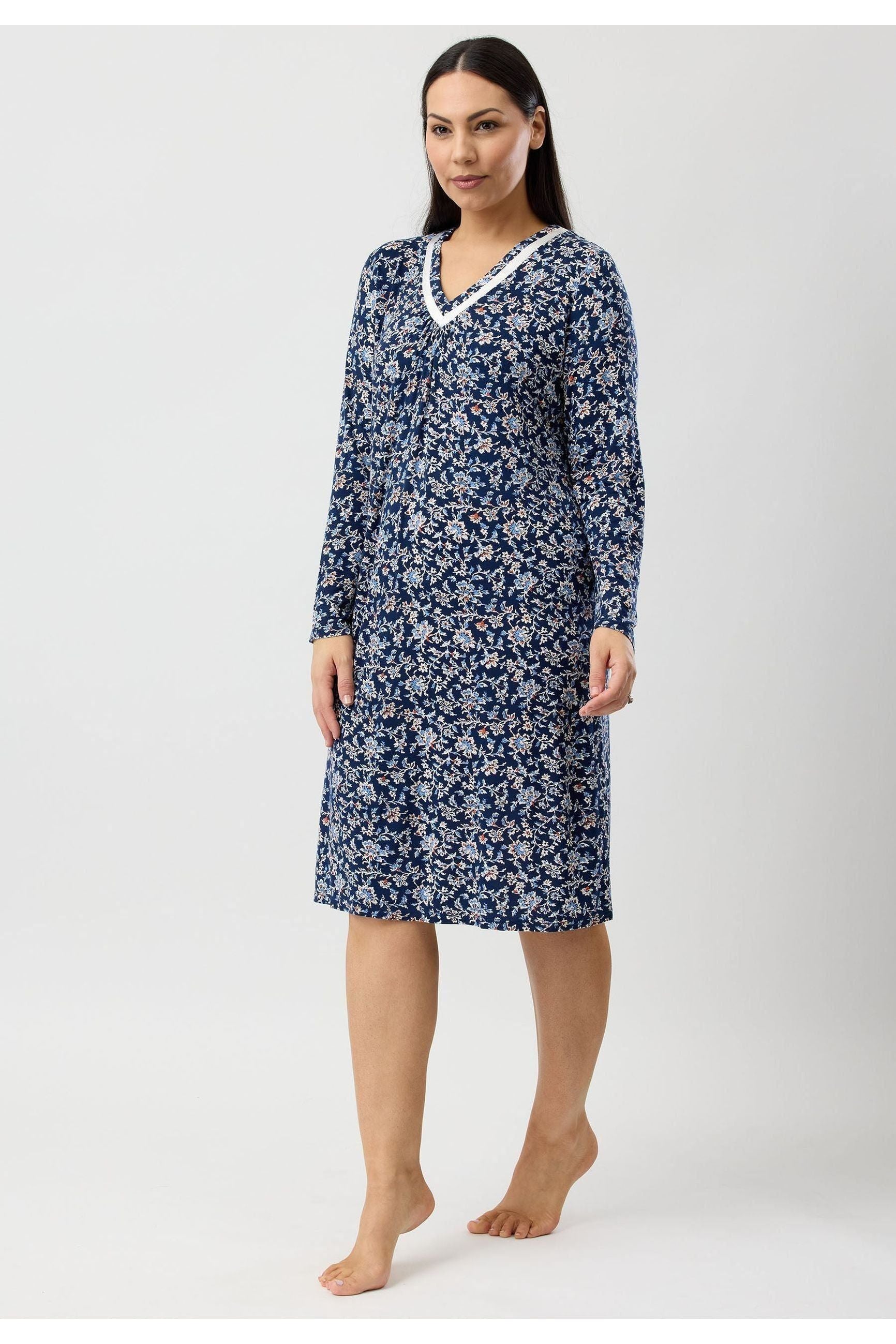 Yuu Java Viscose Knit Short Nightie -Navy(M Only)