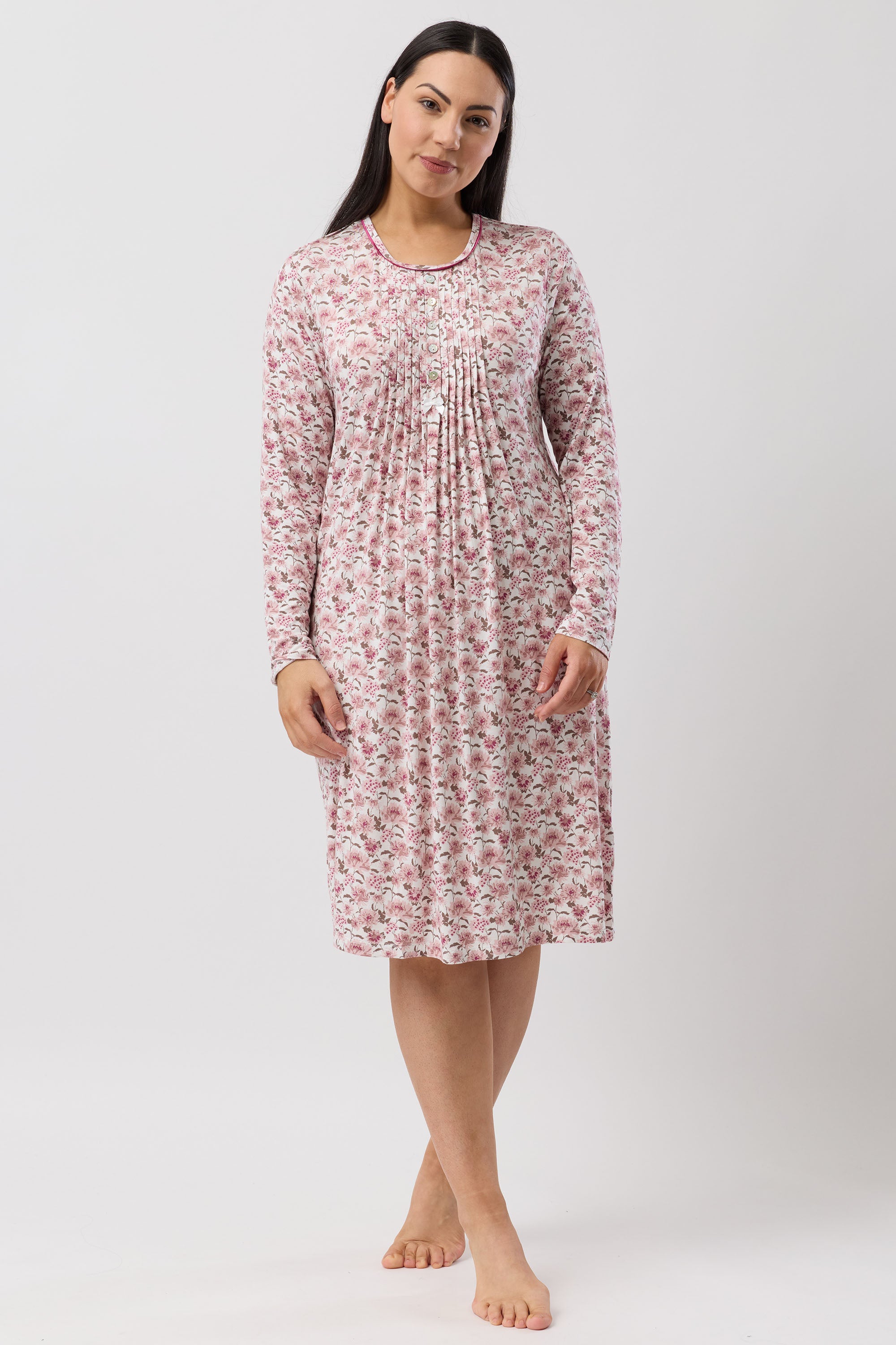 Yuu Bloom Pleat Viscose Short Nightie -Bordeaux(S/M/L/XL)